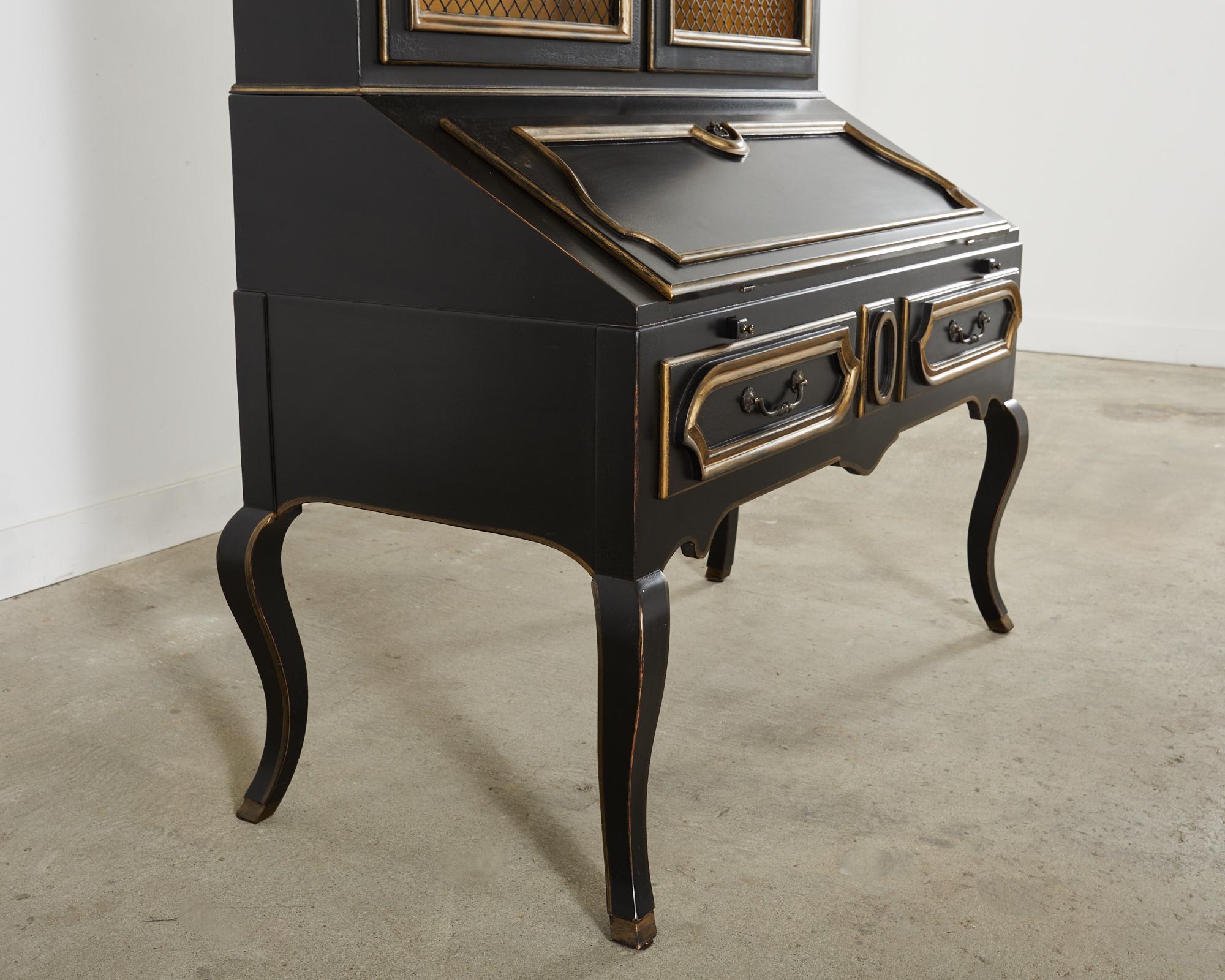 Minton-Spidell Louis XV Style Ebonized Secretary Bookcase 10