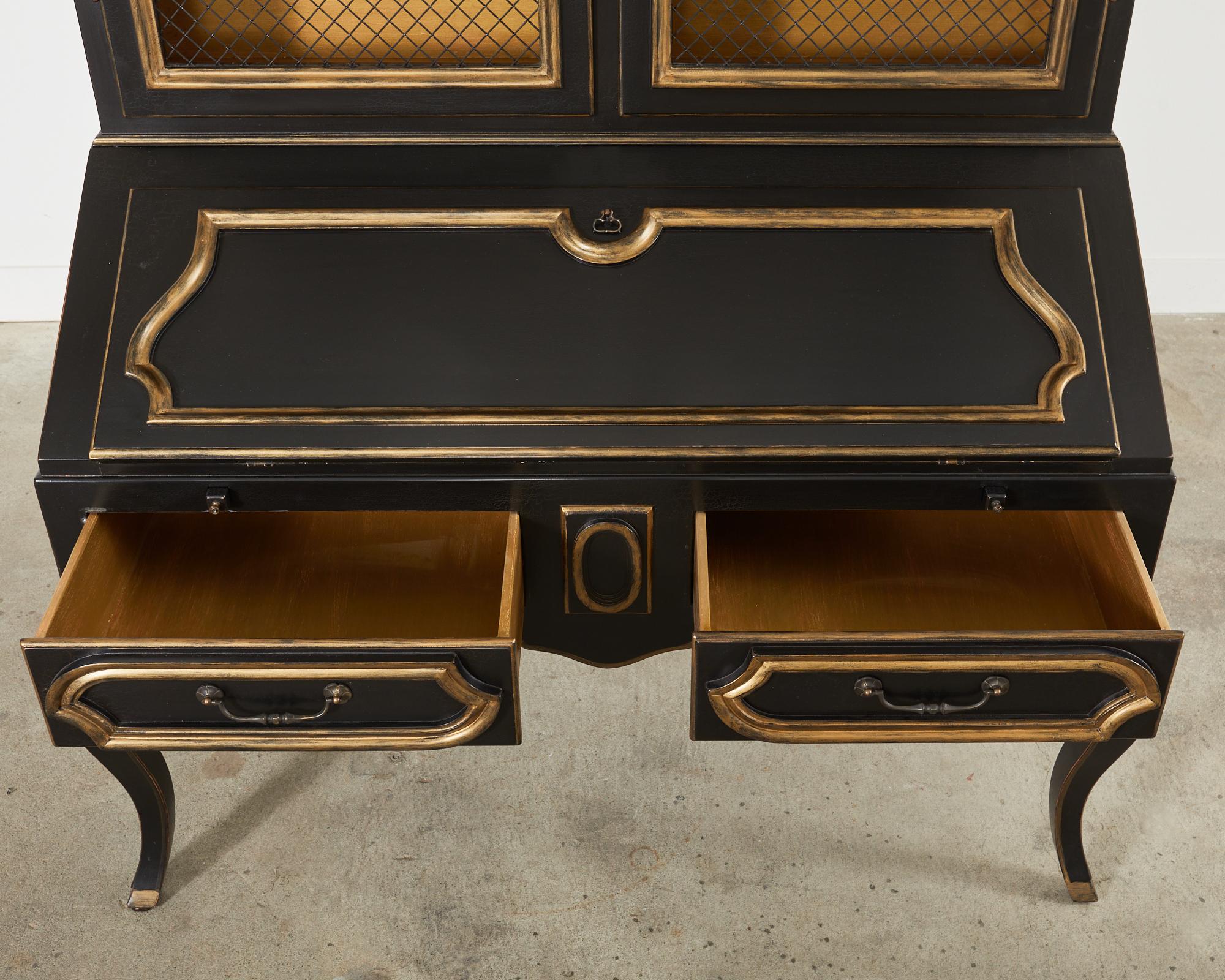Contemporary Minton-Spidell Louis XV Style Ebonized Secretary Bookcase