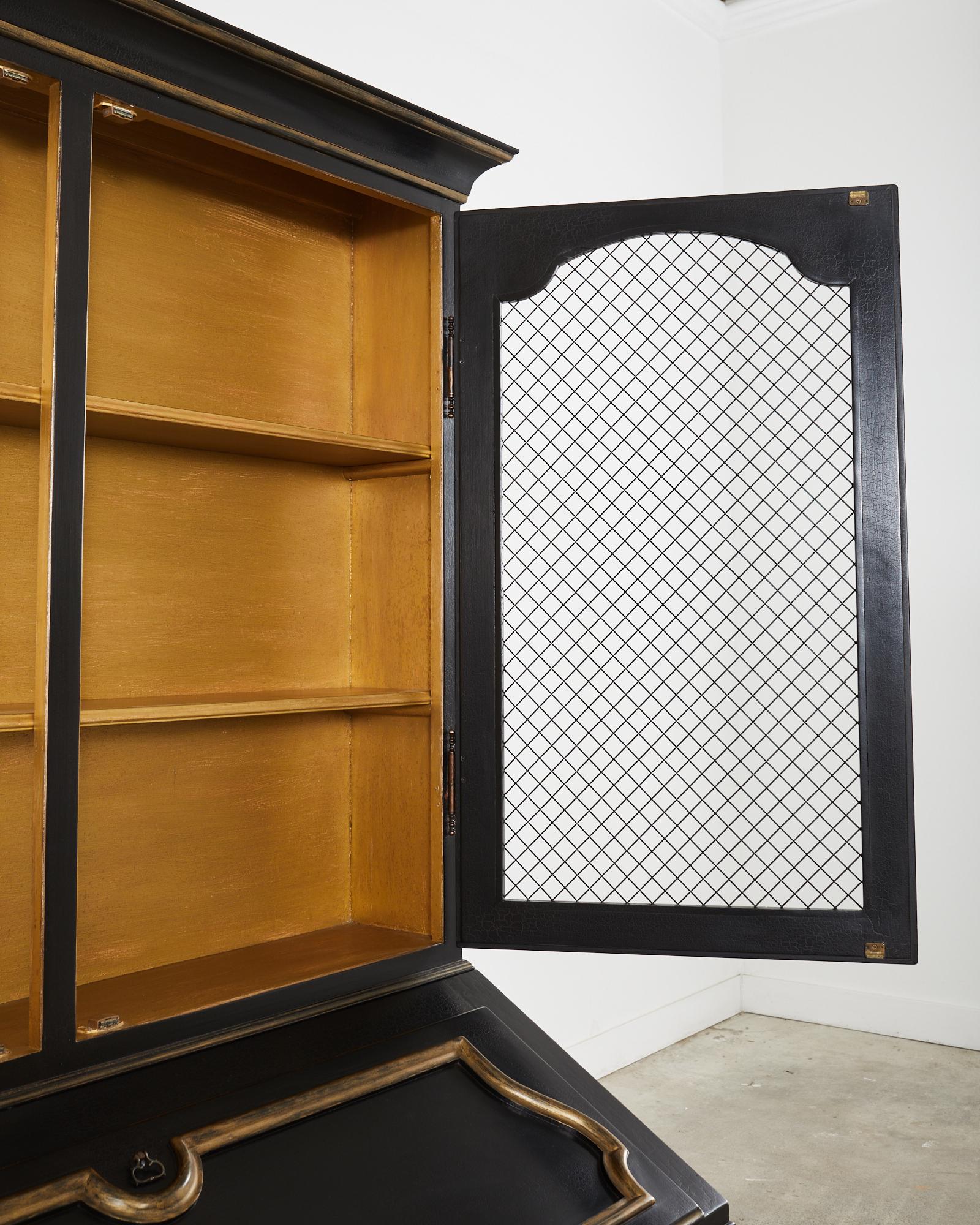 Minton-Spidell Louis XV Style Ebonized Secretary Bookcase 1