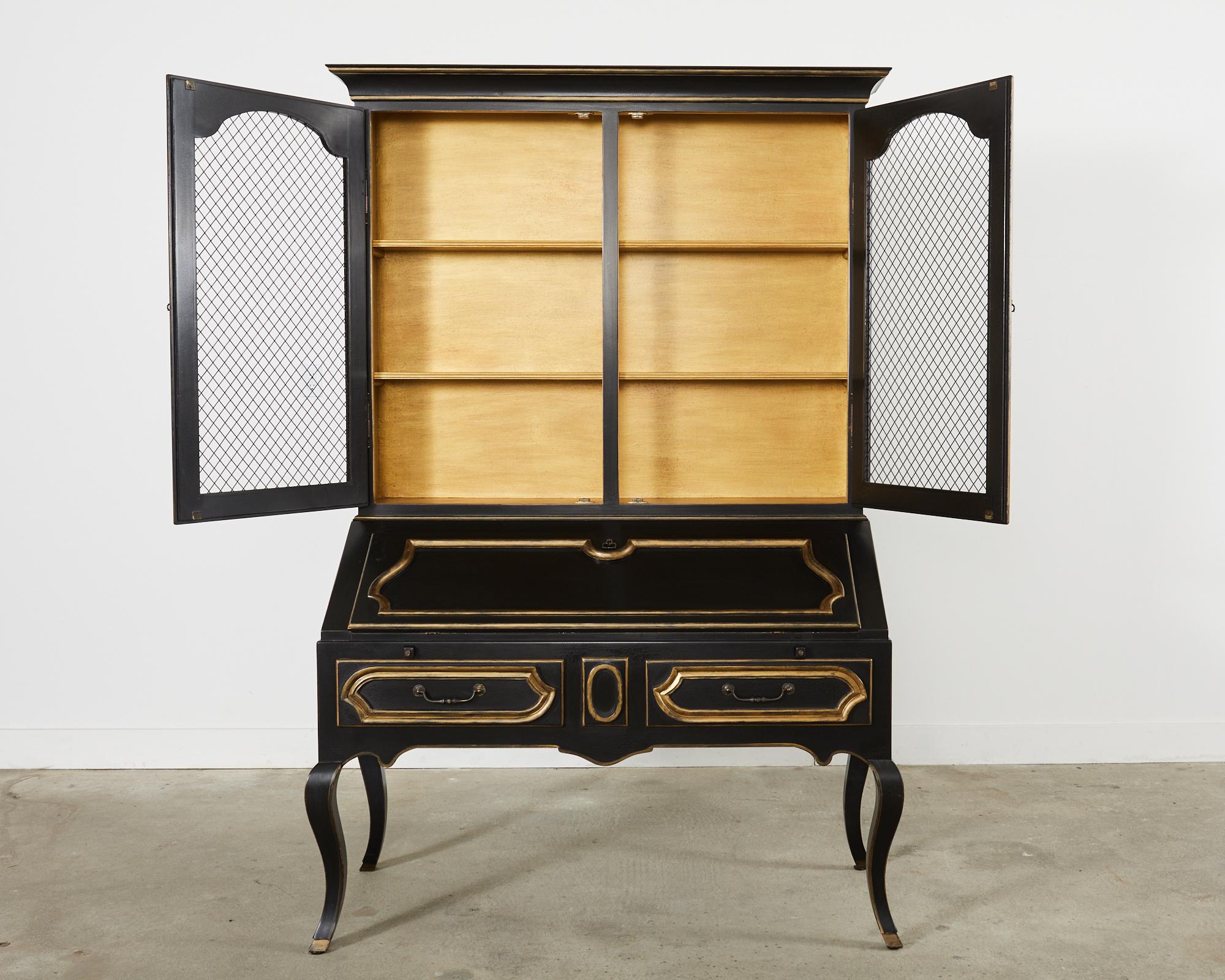 Minton-Spidell Louis XV Style Ebonized Secretary Bookcase 2