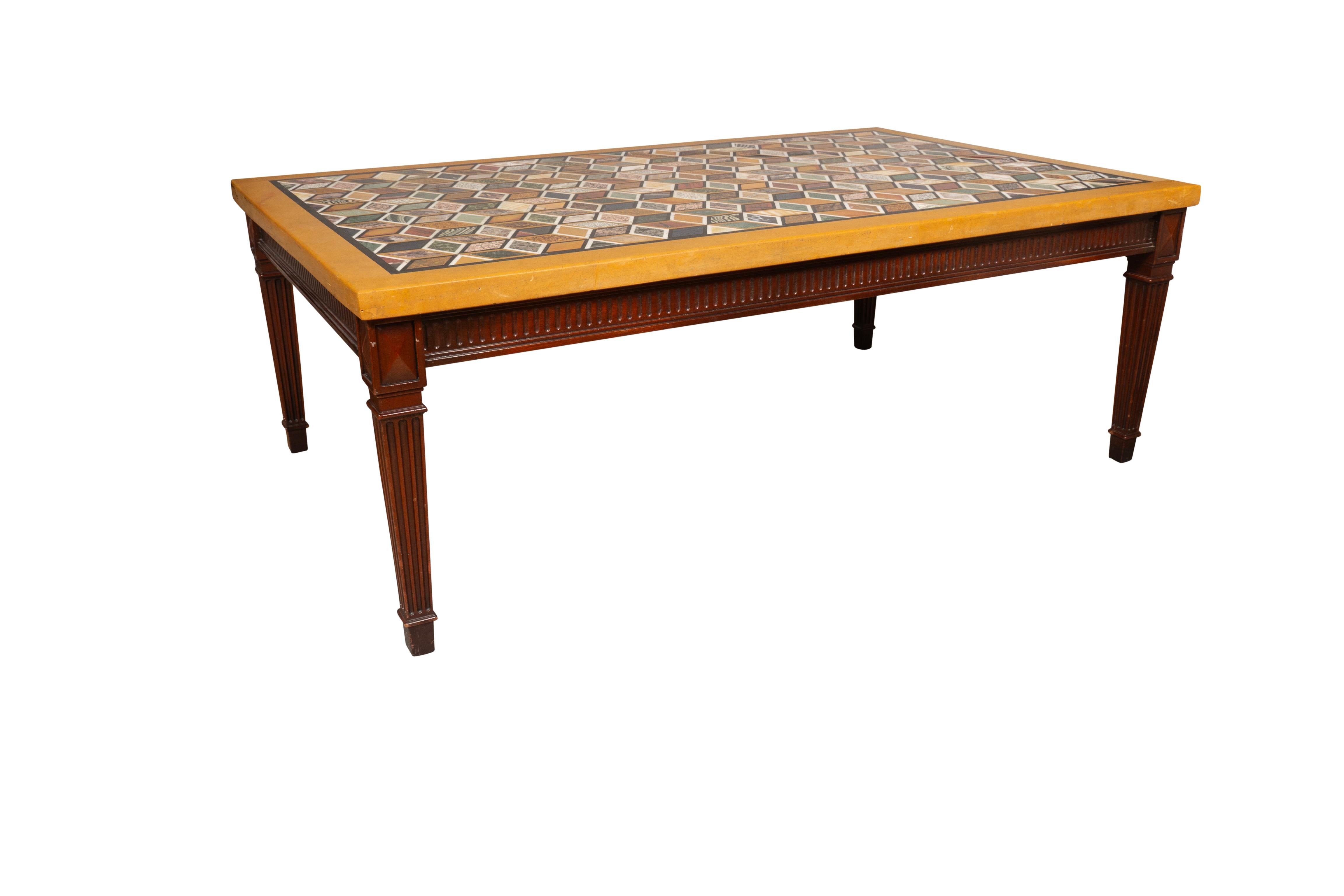 Neoclassical Minton Spidell Marble Coffee Table For Sale
