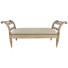 Minton-Spidell Painted Bench with Belgium Linen Upholstery