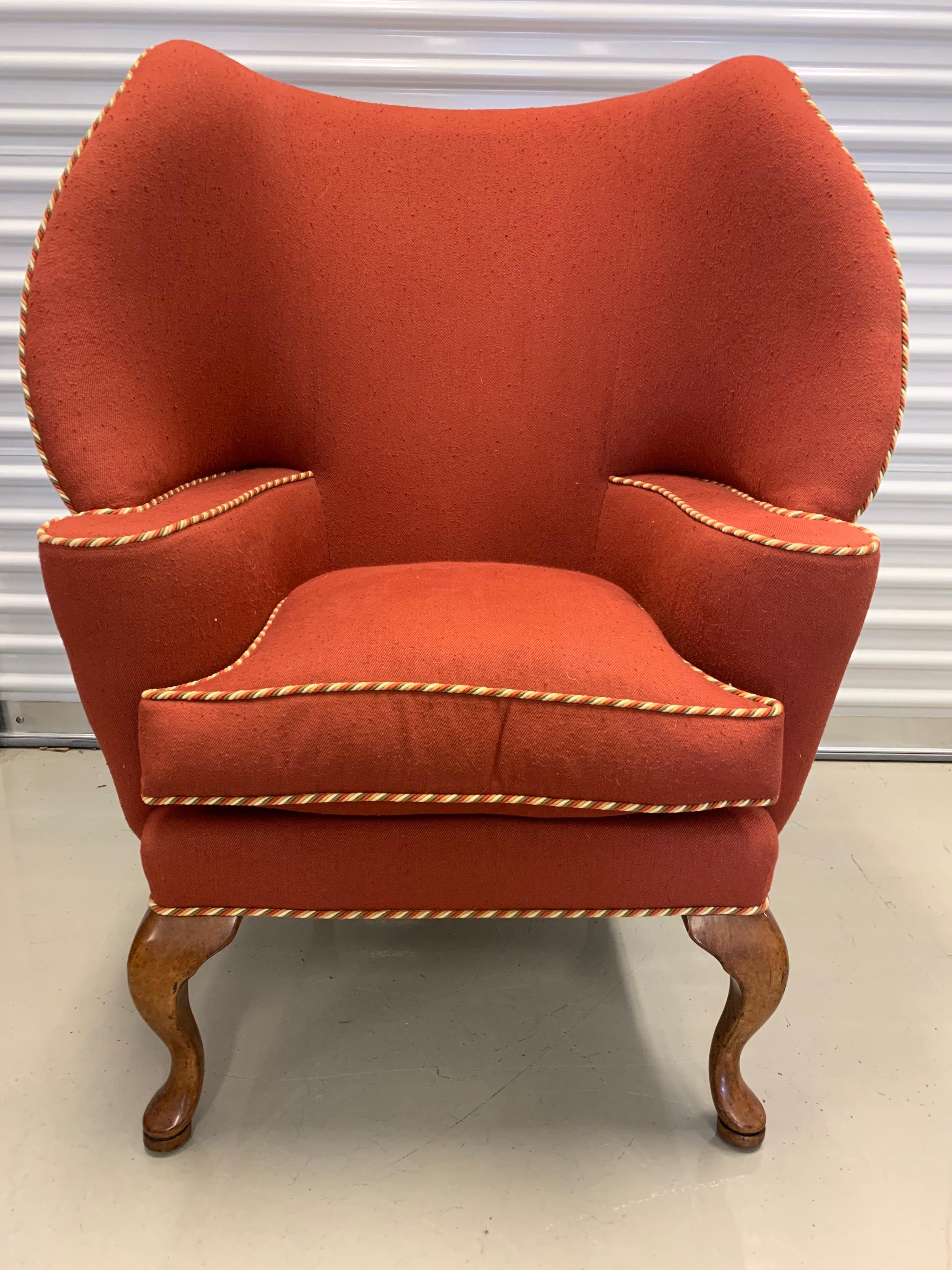 Mid-Century Modern Minton Spidell Papa Bear Upholstered Chair Sculptural Wingback Armchair