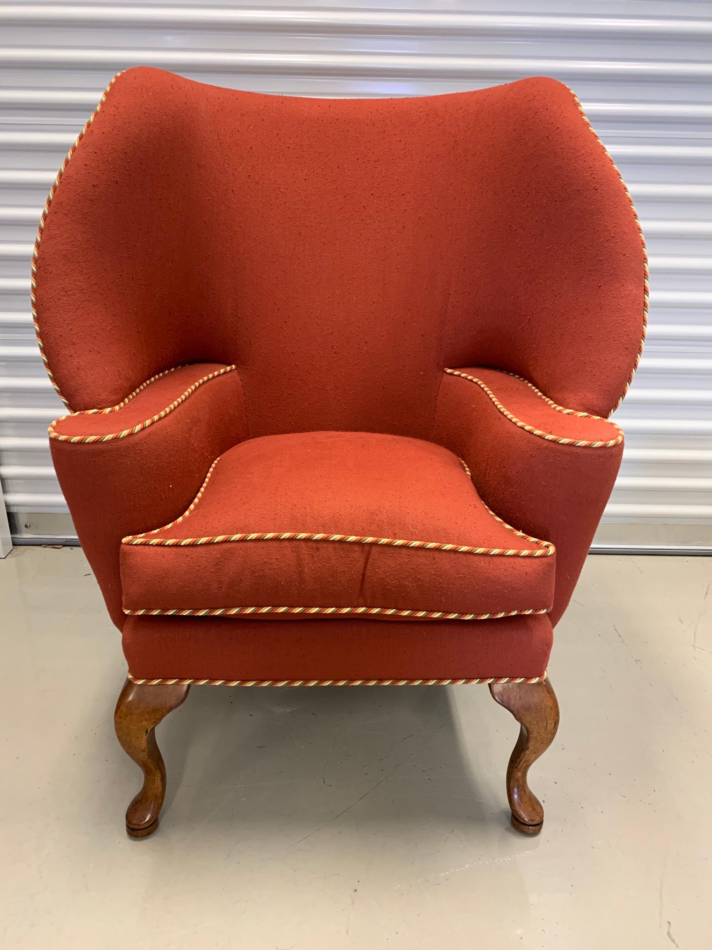 American Minton Spidell Papa Bear Upholstered Chair Sculptural Wingback Armchair