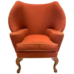 Minton Spidell Papa Bear Upholstered Chair Sculptural Wingback Armchair