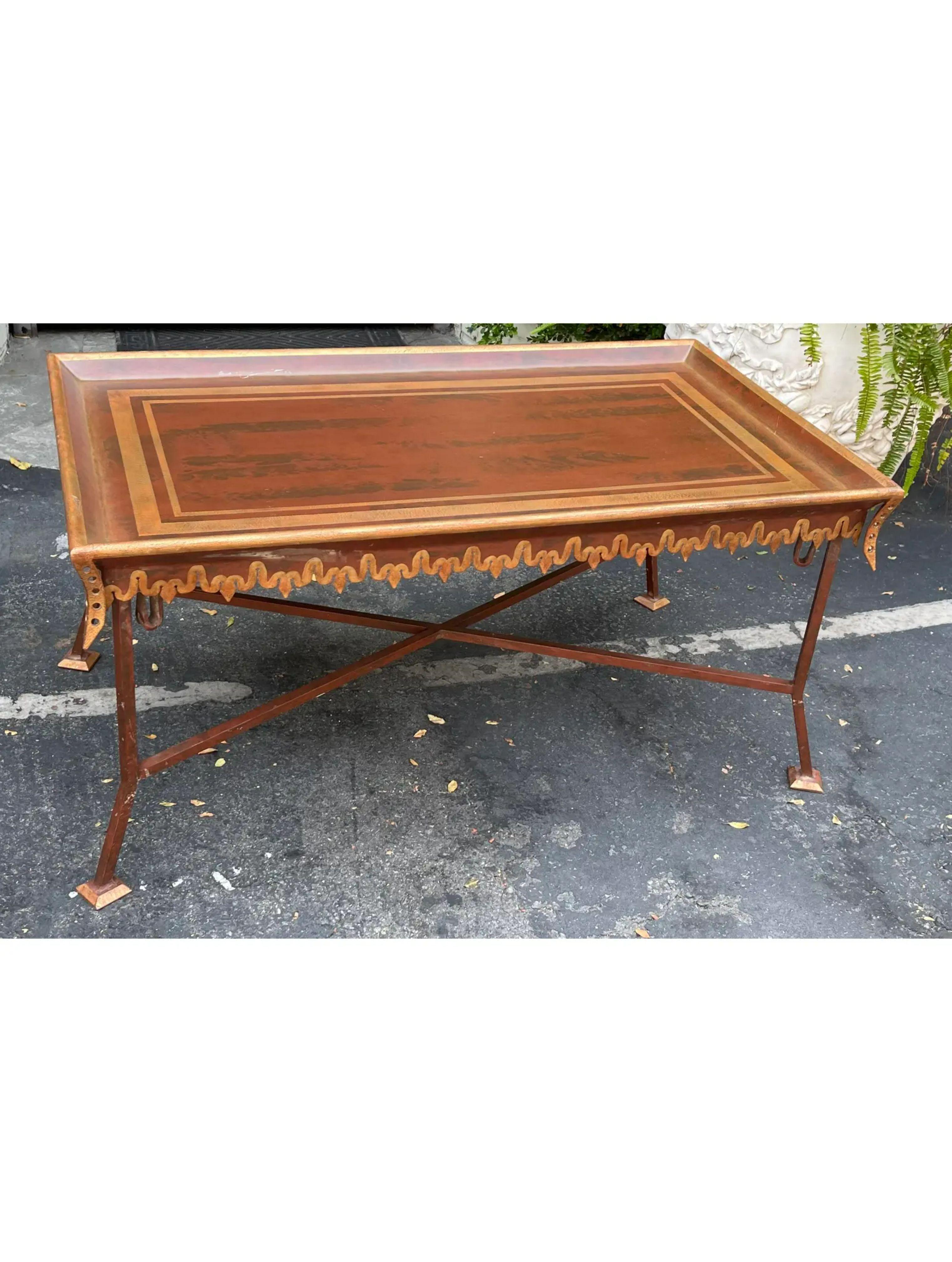 American Minton Spidell Regency Style Tole & Wrought Iron Coffee Table