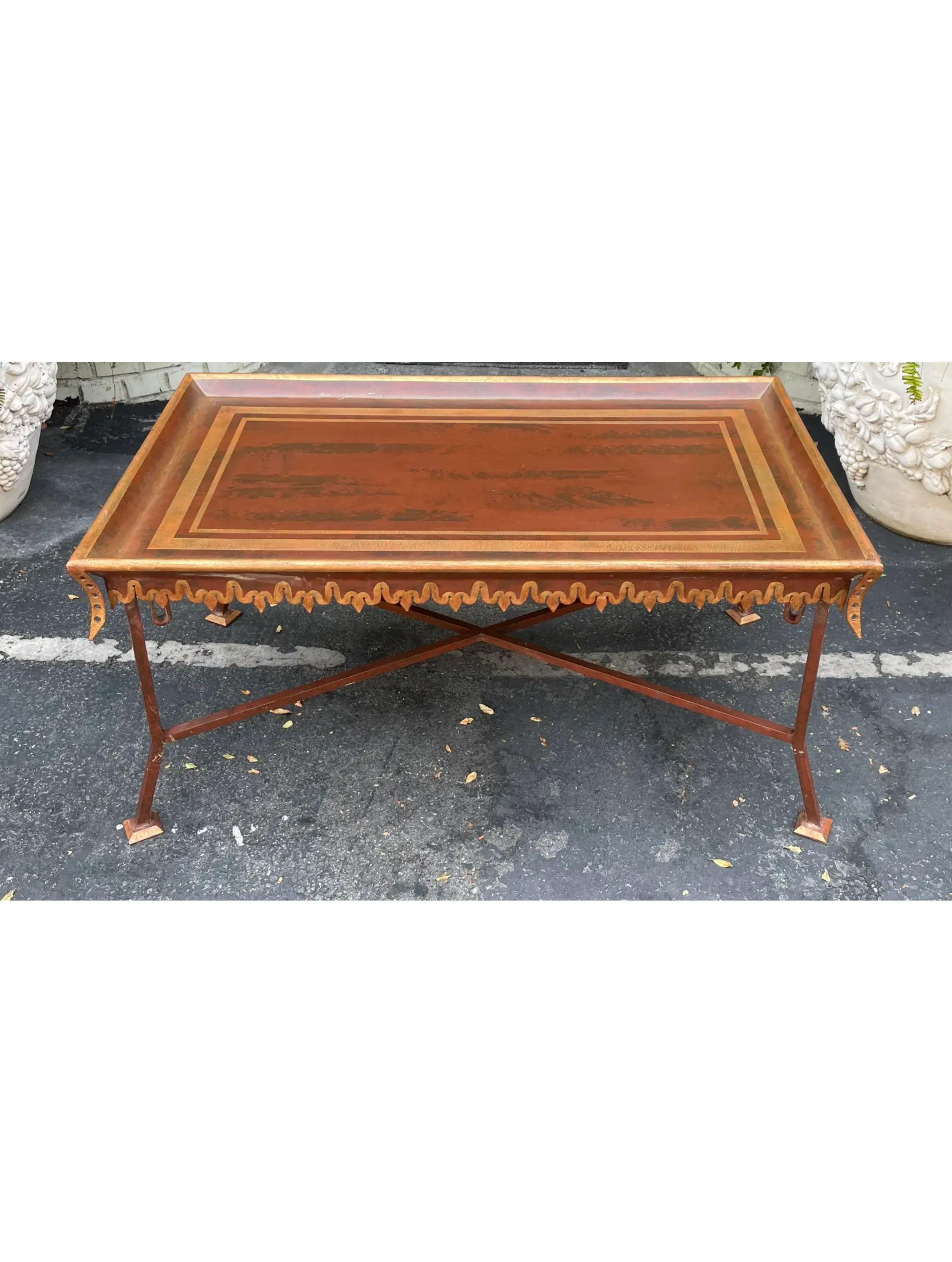 Minton Spidell Regency Style Tole & Wrought Iron Coffee Table In Good Condition In LOS ANGELES, CA