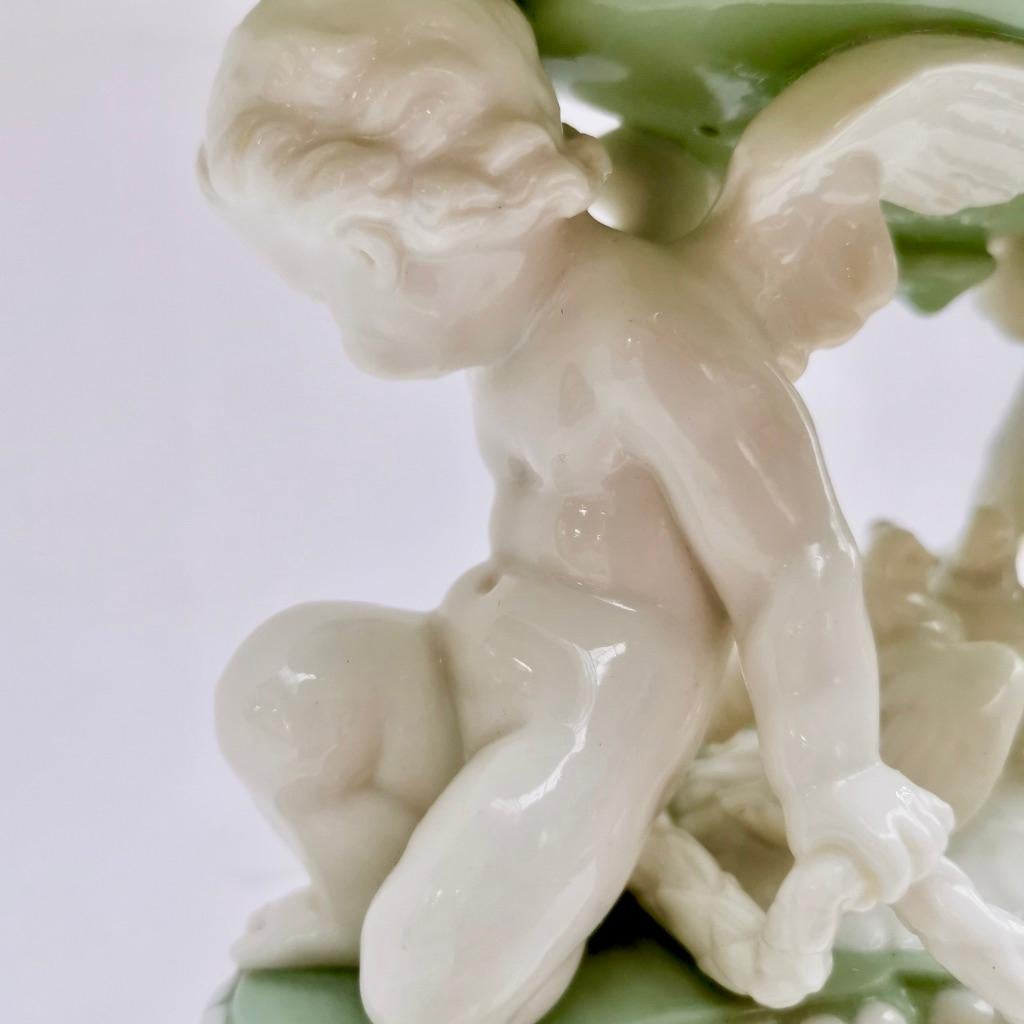 High Victorian Minton Porcelain Tazza, Parian Celadon Green, Cherubs and Doves, Victorian, 1855