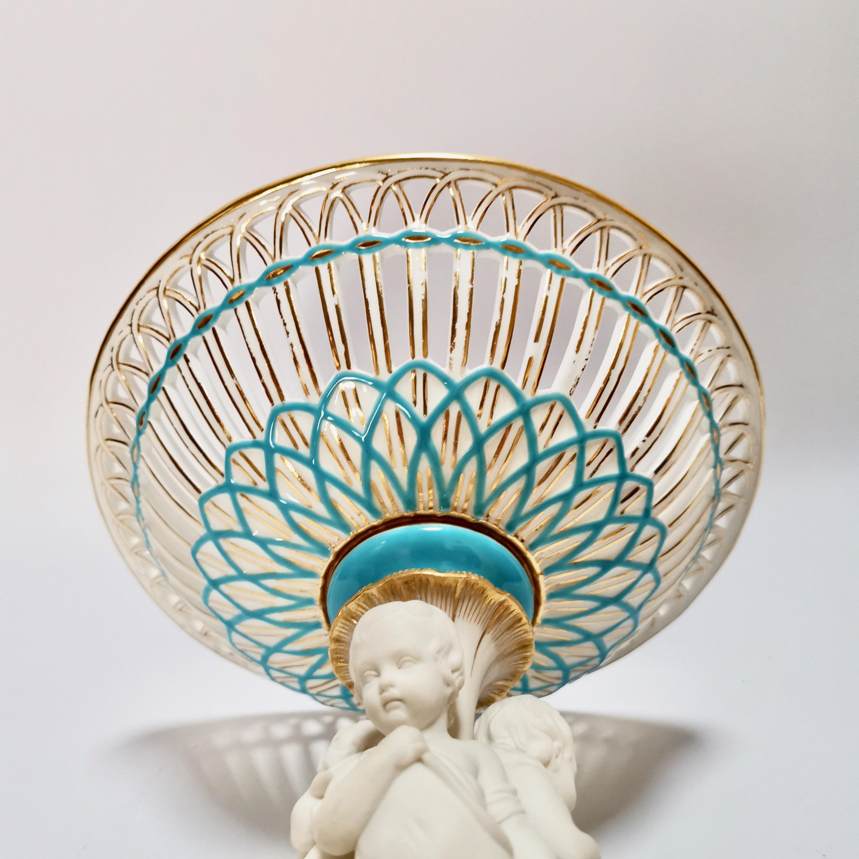 Minton Tazza, White Parian Porcelain Cherubs Hunting, Victorian, circa 1880 6