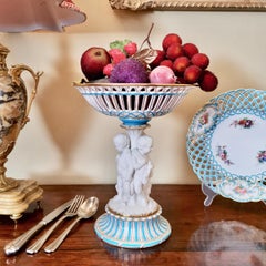 Minton Tazza, White Parian Porcelain Cherubs Hunting, Victorian, circa 1880