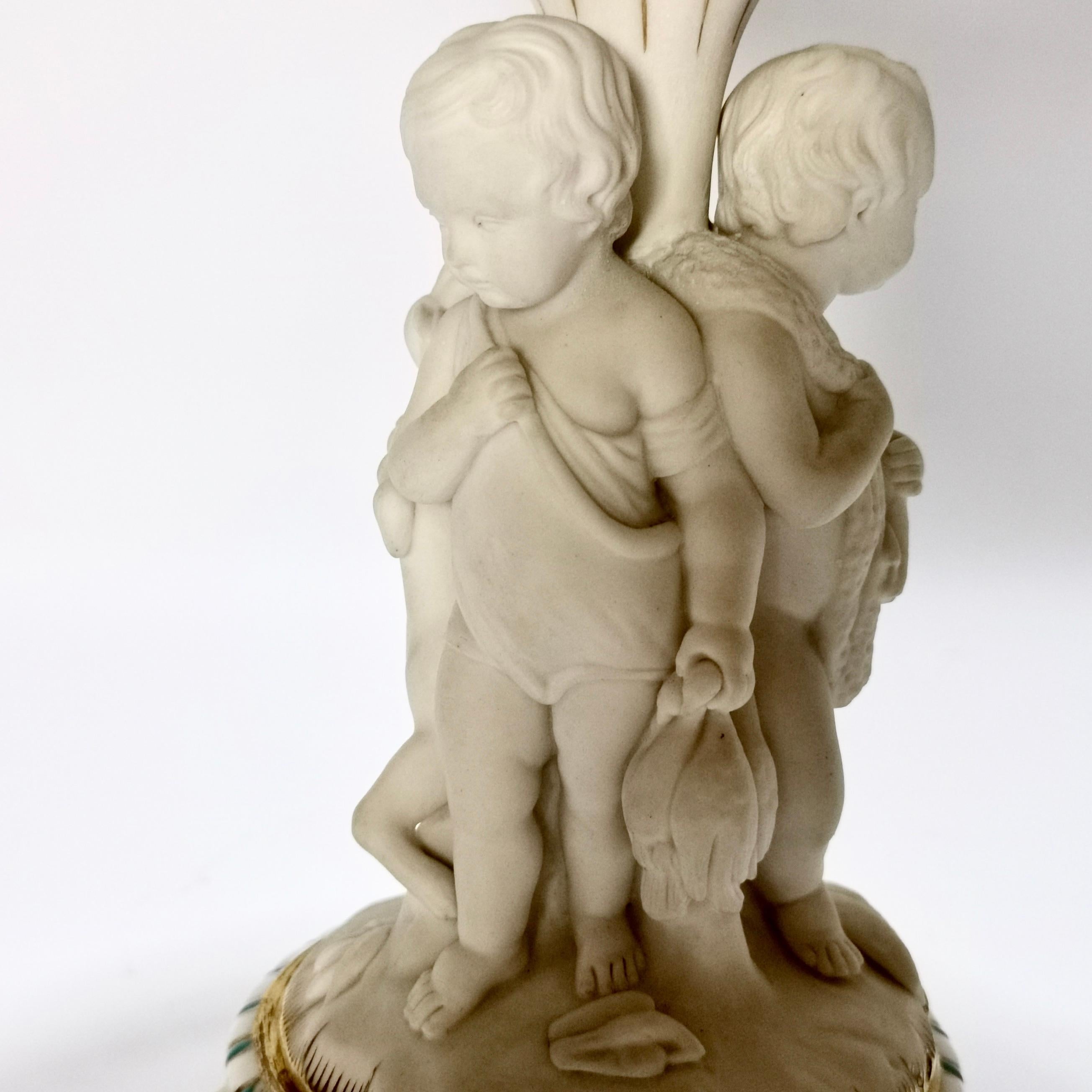 Minton Tazza, White Parian Porcelain Cherubs Hunting, Victorian, circa 1880 2