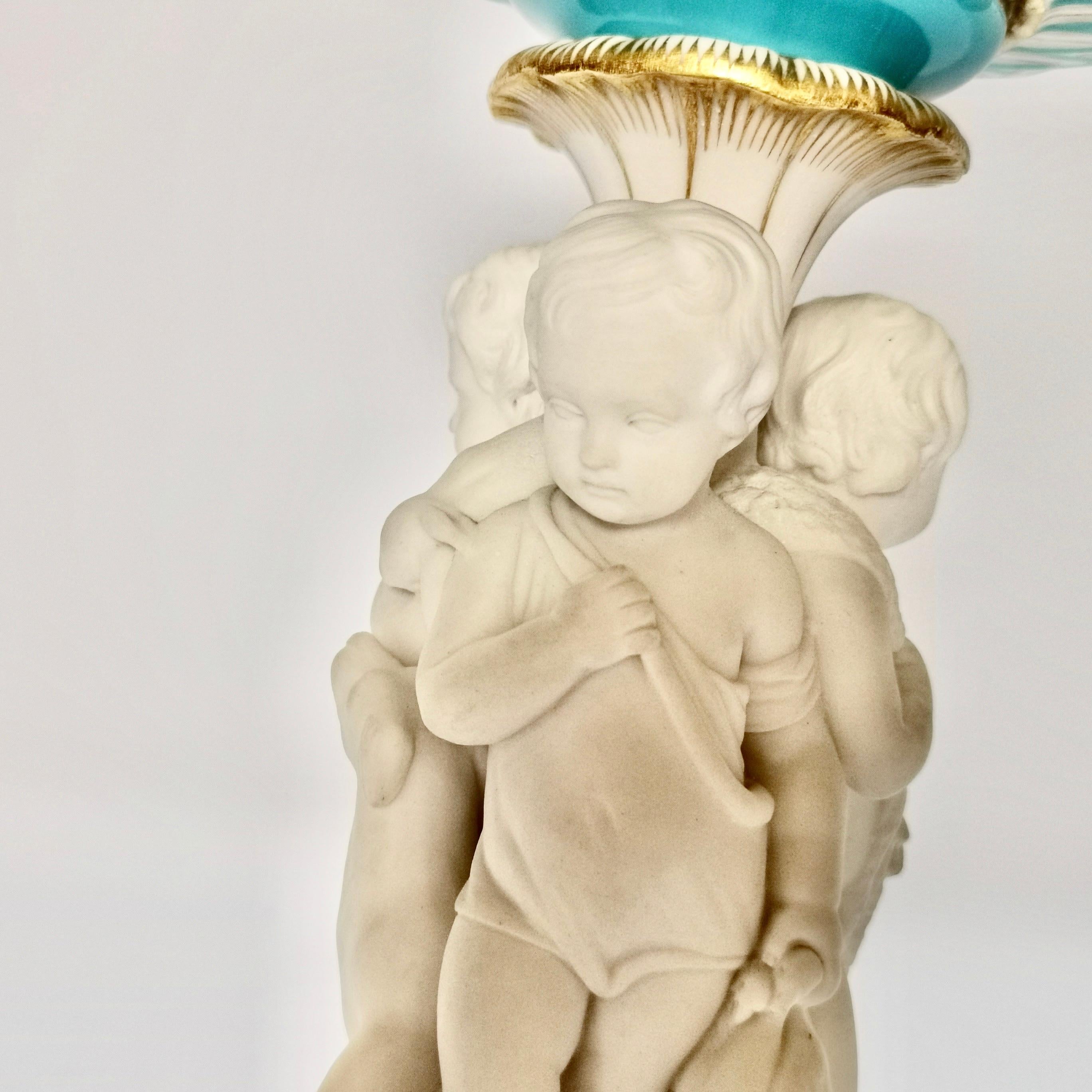 Minton Tazza, White Parian Porcelain Cherubs Hunting, Victorian, circa 1880 3