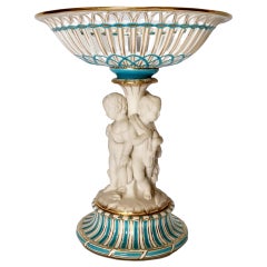 Minton Tazza, Cherubs auf der Jagd aus weißem Parian-Porzellan, viktorianisch, um 1880