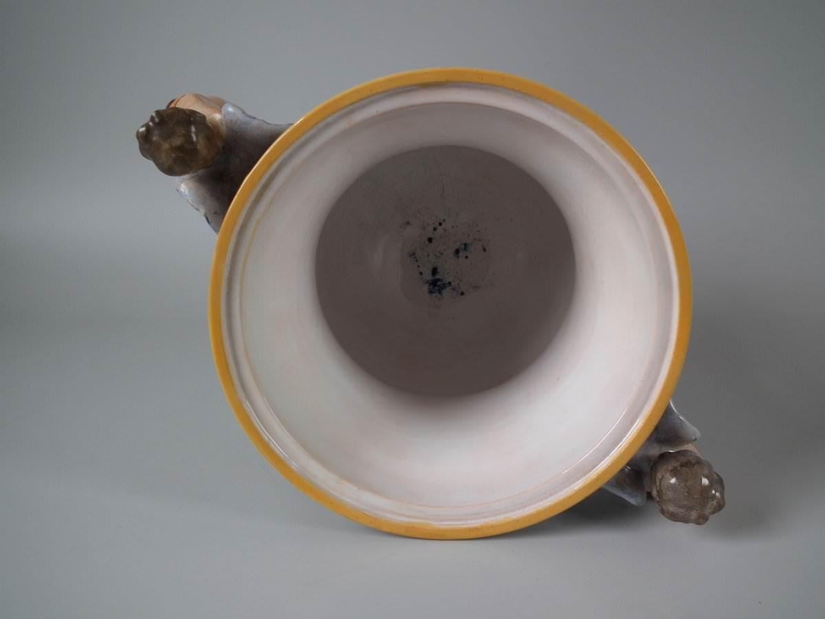 Mid-19th Century Minton Tin-Glazed Majolica Pictorial Lidded Vase For Sale