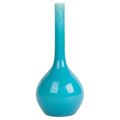 Minton Turquoise Majolica Glazed Art Pottery Bottle Shaped Vase