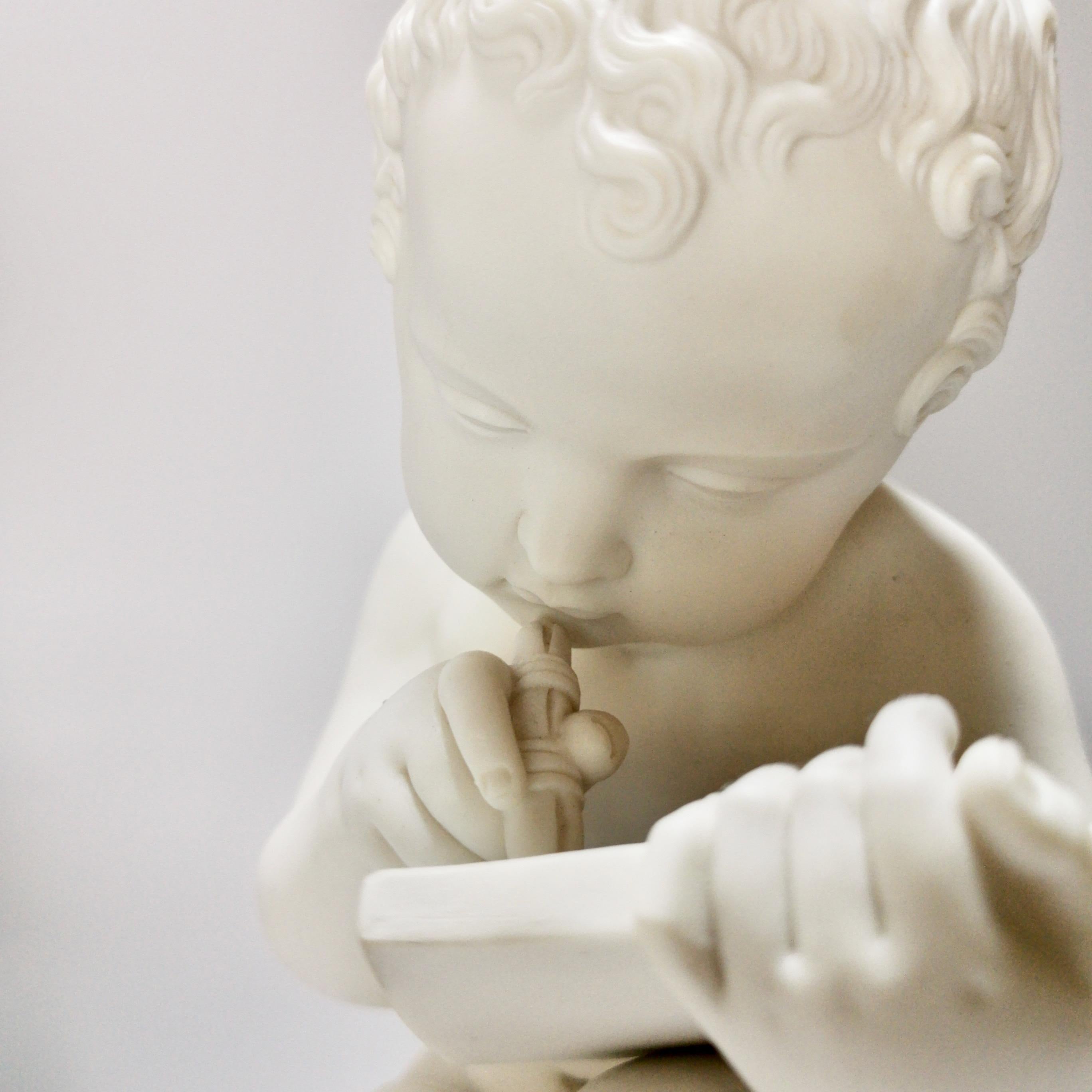 White Parian Figures, L'Enfant Lisant et L'Enfant Écrivant, after Lemire 19thC For Sale 1