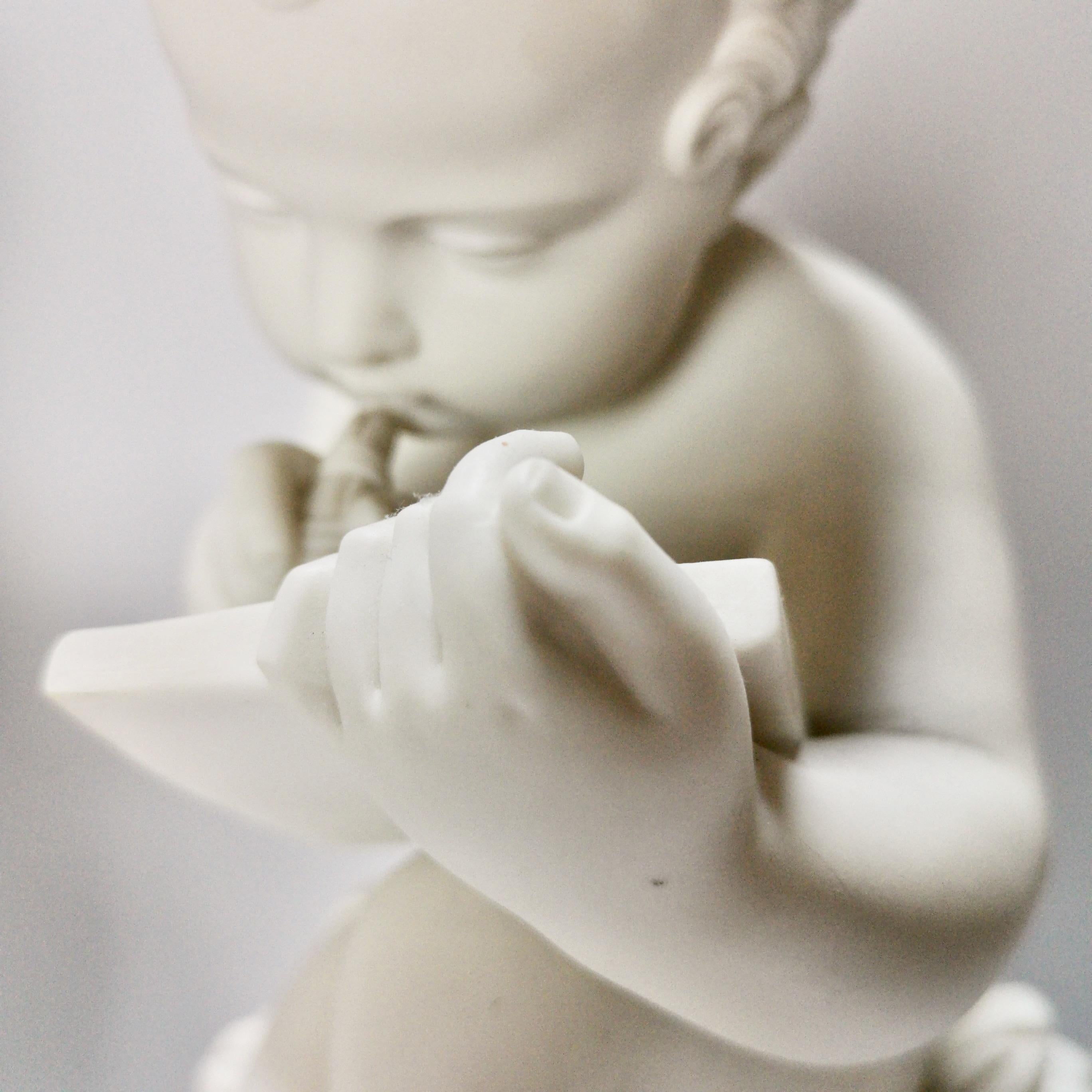 White Parian Figures, L'Enfant Lisant et L'Enfant Écrivant, after Lemire 19thC For Sale 2
