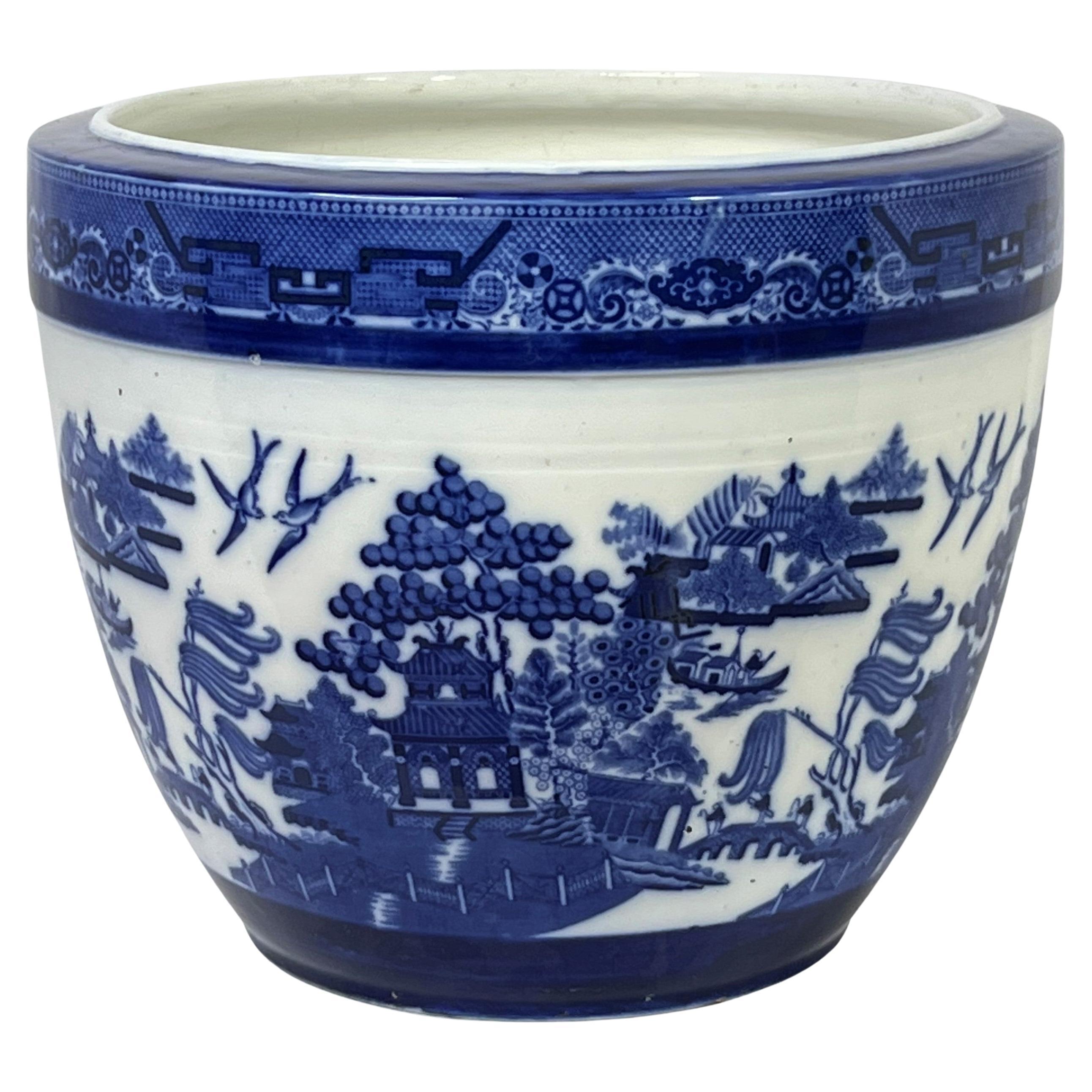 Mintons Blue Willow Pattern Large Jardiniere For Sale