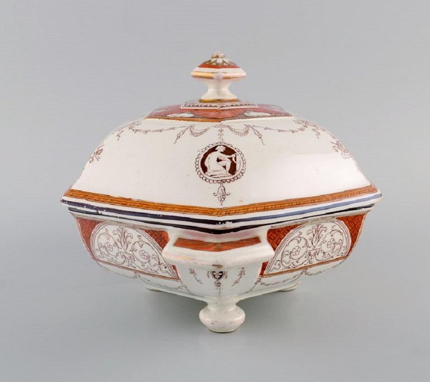 English Mintons, England, Antique Holland Lidded Tureen and Plate in Porcelain For Sale