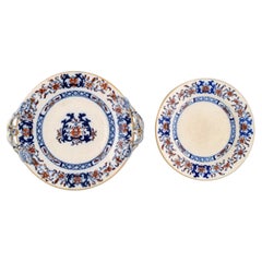 Mintons, England, Two Antique Plates in Hand-Painted Faience, Chinese Style
