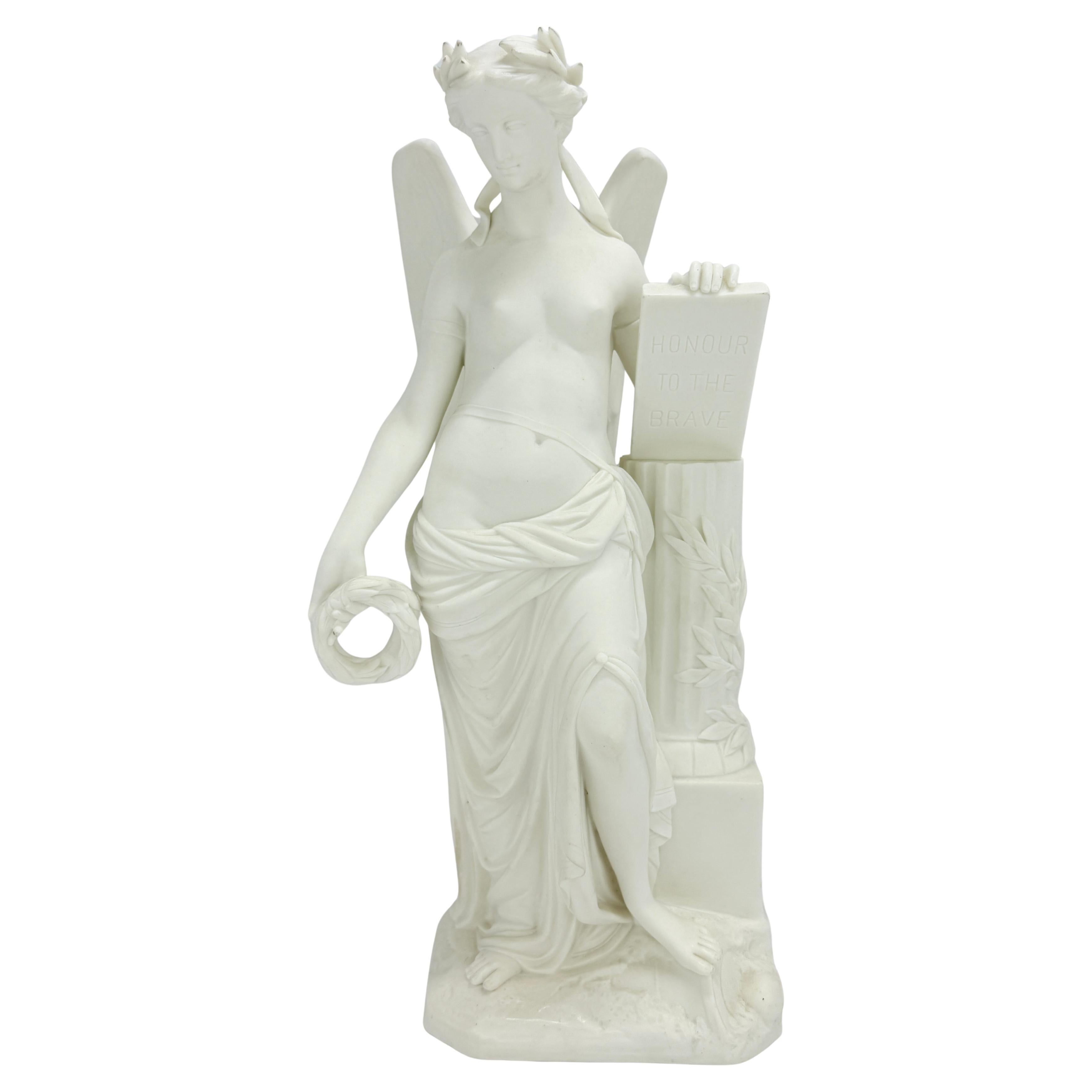 Mintons "Honour to the Brave" Parian Figure, Modeled After John Bell C. 1856 For Sale