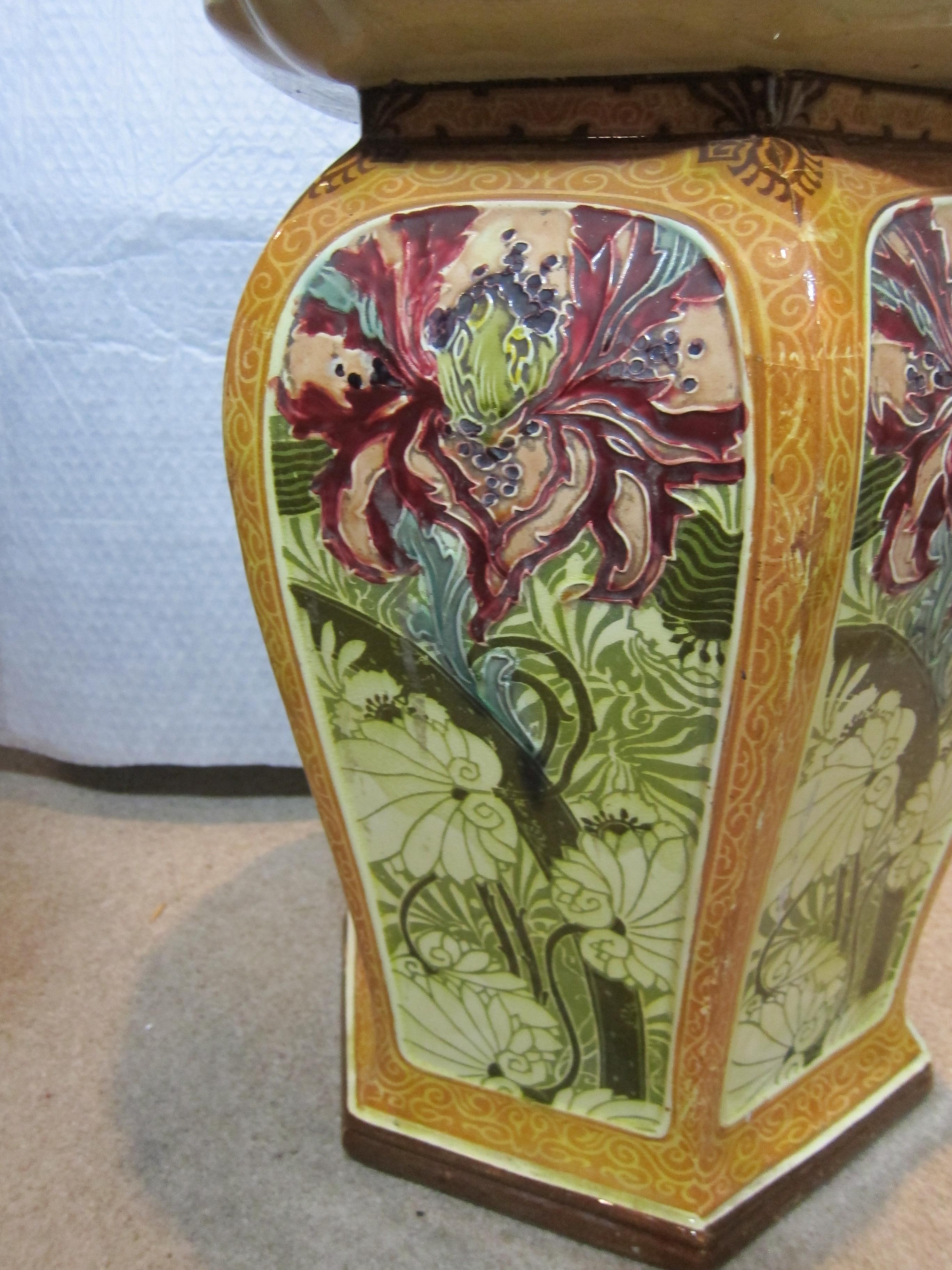 Late 19th Century Mintons Impressed Mark Pottery Garden Seat in Secessionist Style For Sale