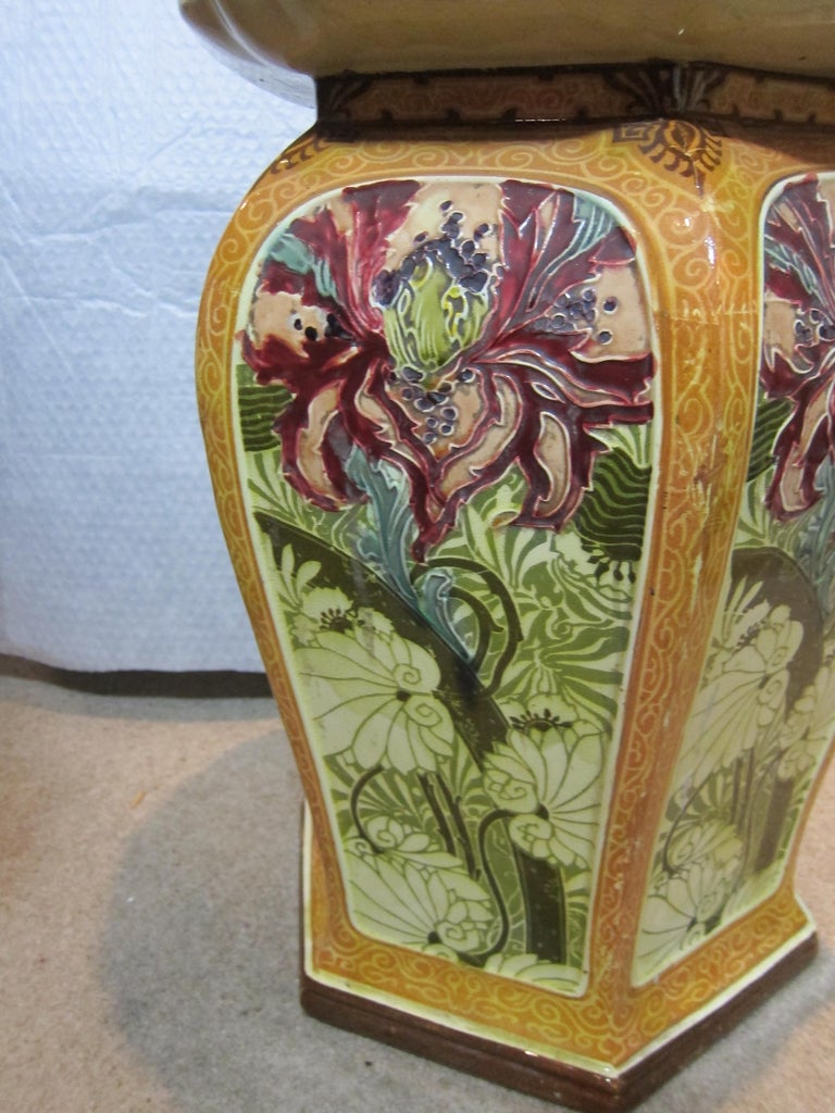 Mintons Impressed Mark Pottery Garden Seat in Secessionist Style For