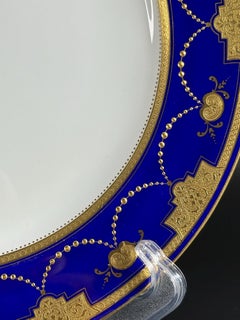 Mintons - Luxurious Cobalt & Raised Gilt Cabinet Plate, England - 10.2in