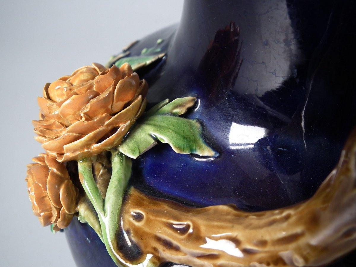 Mintons Majolica Flower Vase with Handle 5