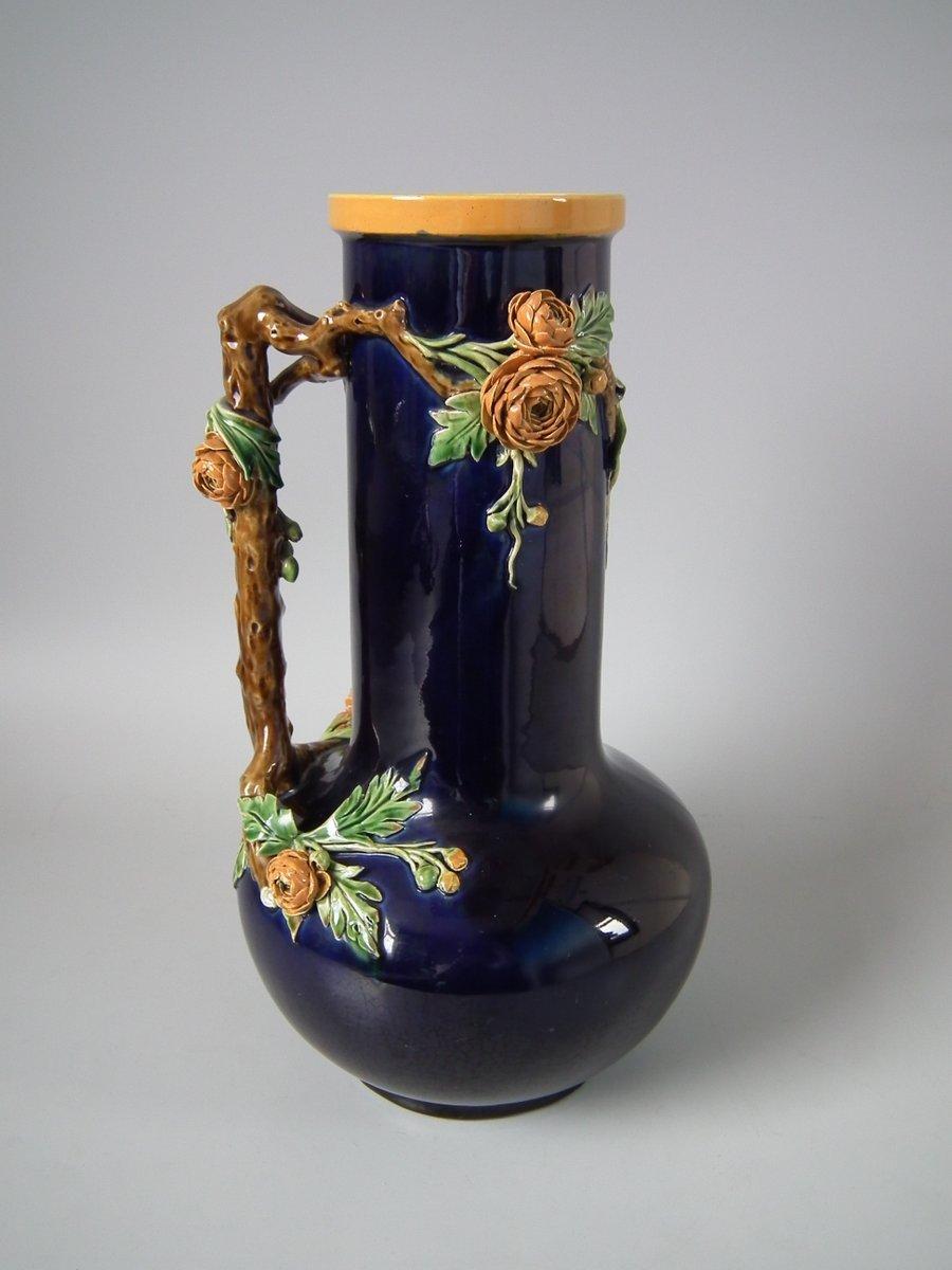 English Mintons Majolica Flower Vase with Handle