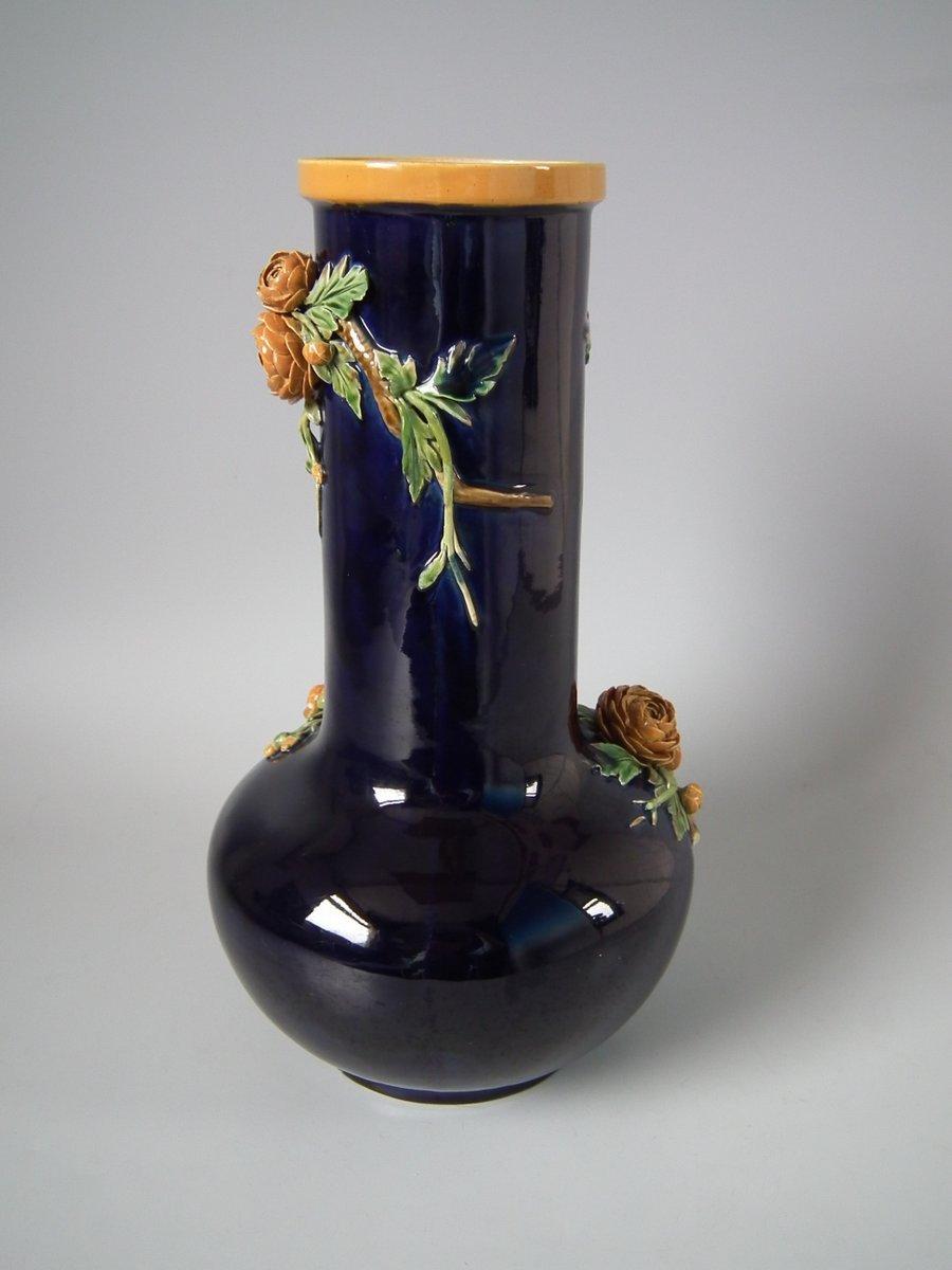 Glazed Mintons Majolica Flower Vase with Handle