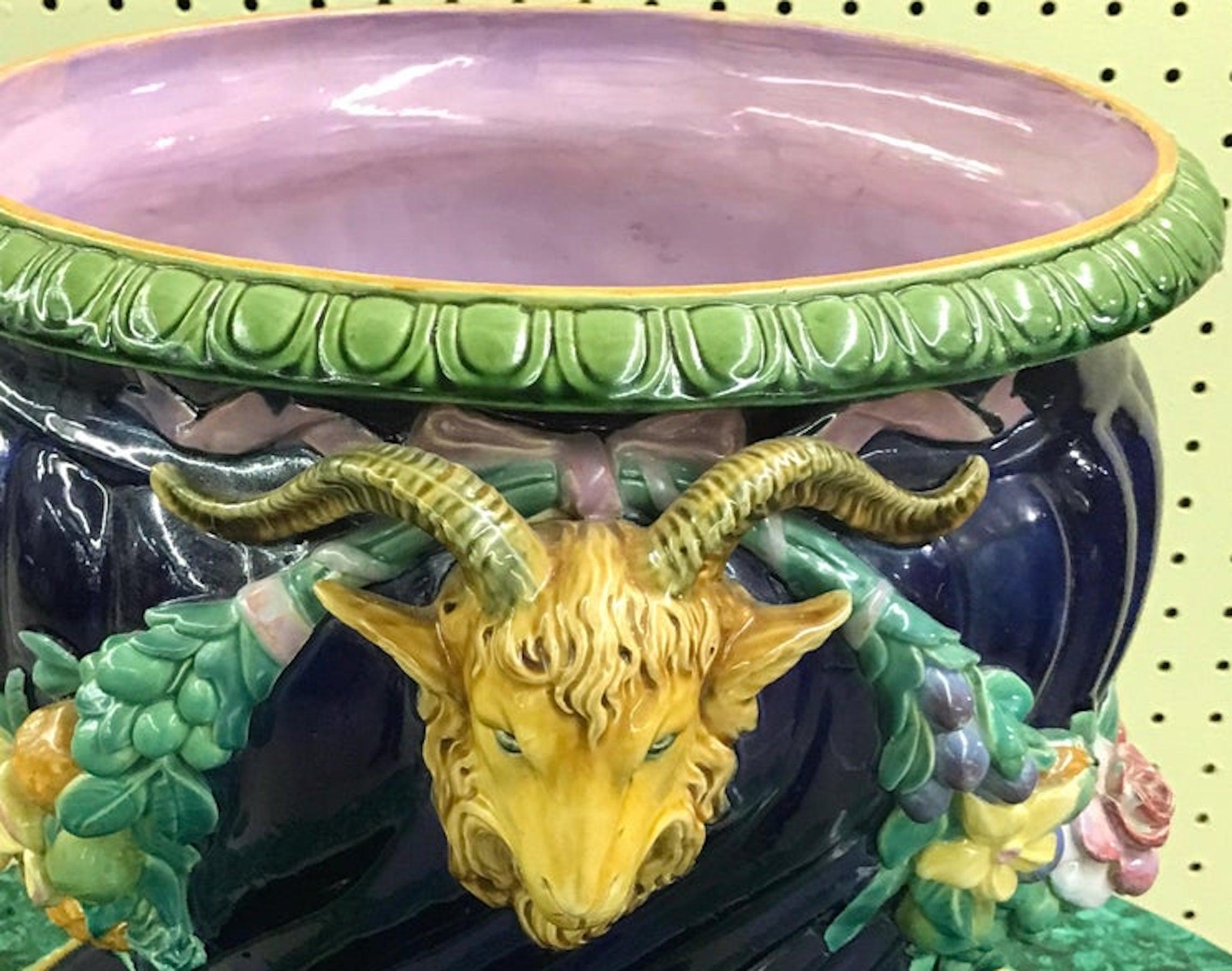 High Victorian Mintons Majolica Jardinière Designed by Baron Carlo Marochetti For Sale