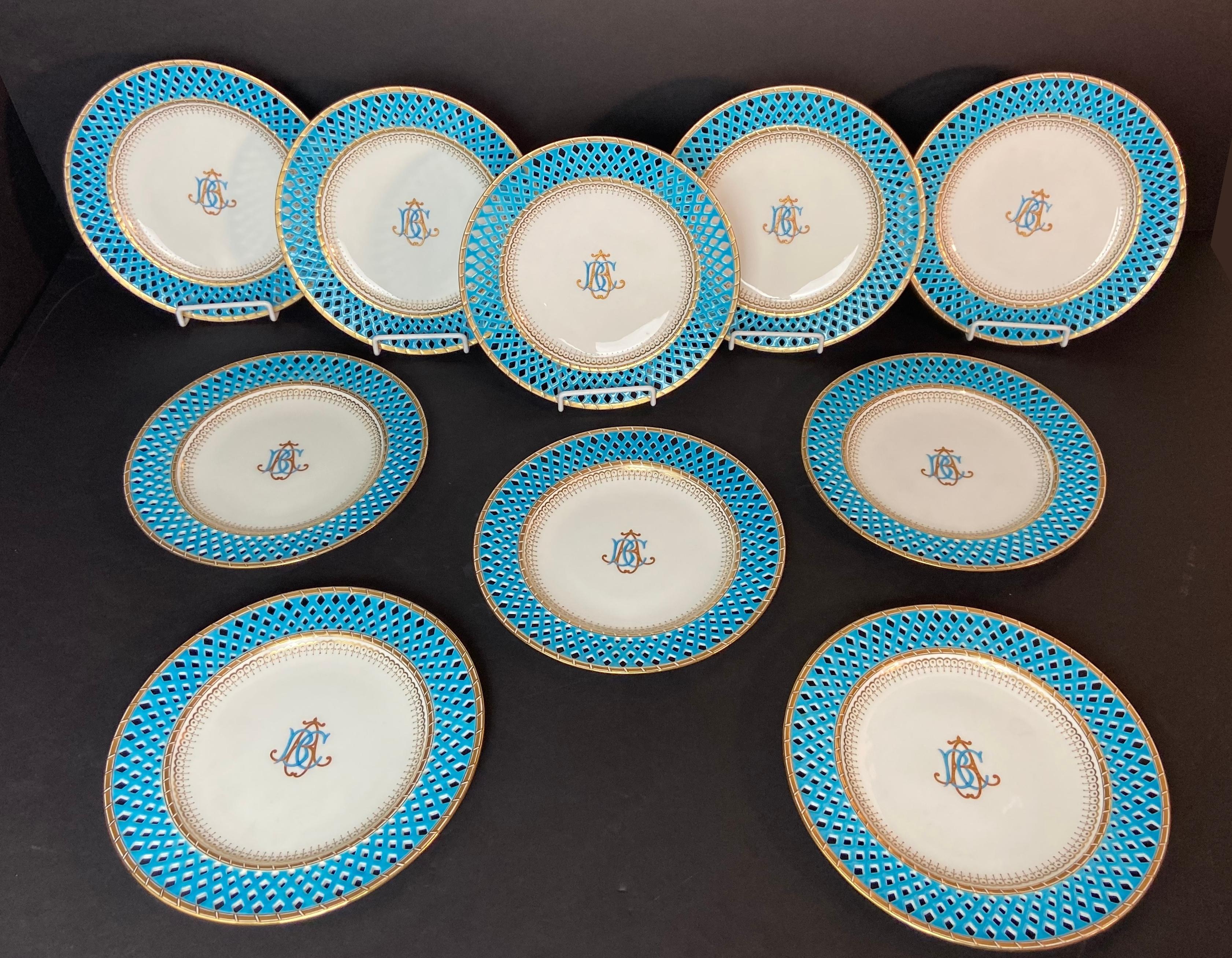 Neoclassical Mintons Presentation Plates for Thomas Goode & Co., Set of 10