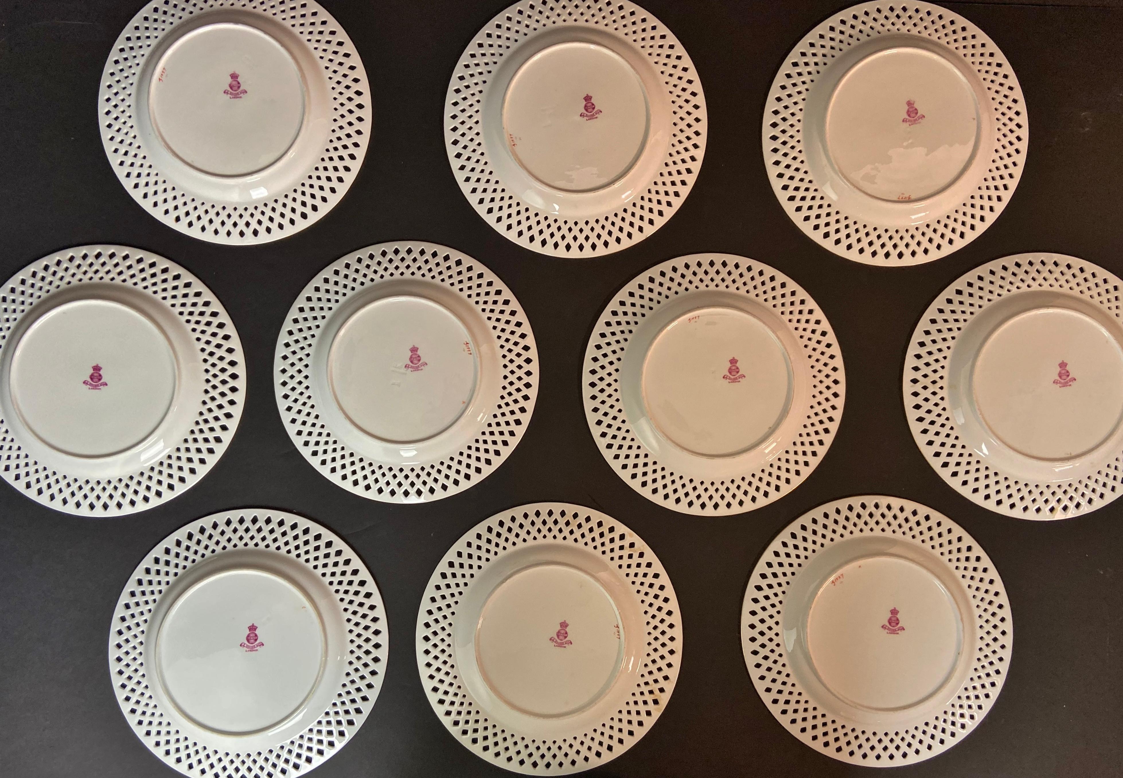 Porcelain Mintons Presentation Plates for Thomas Goode & Co., Set of 10
