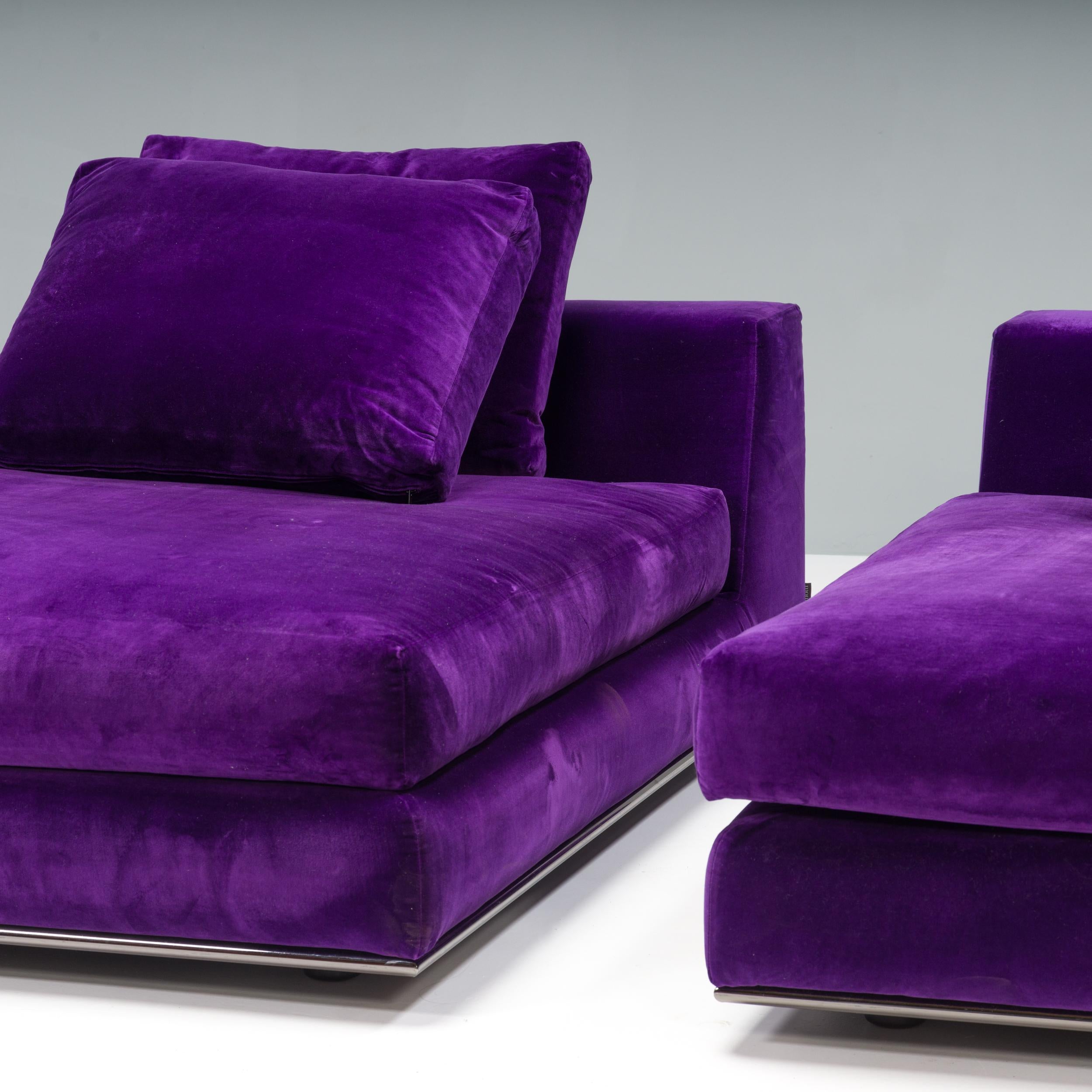 Minotti Purple Velvet Day Beds, Set of 2 2