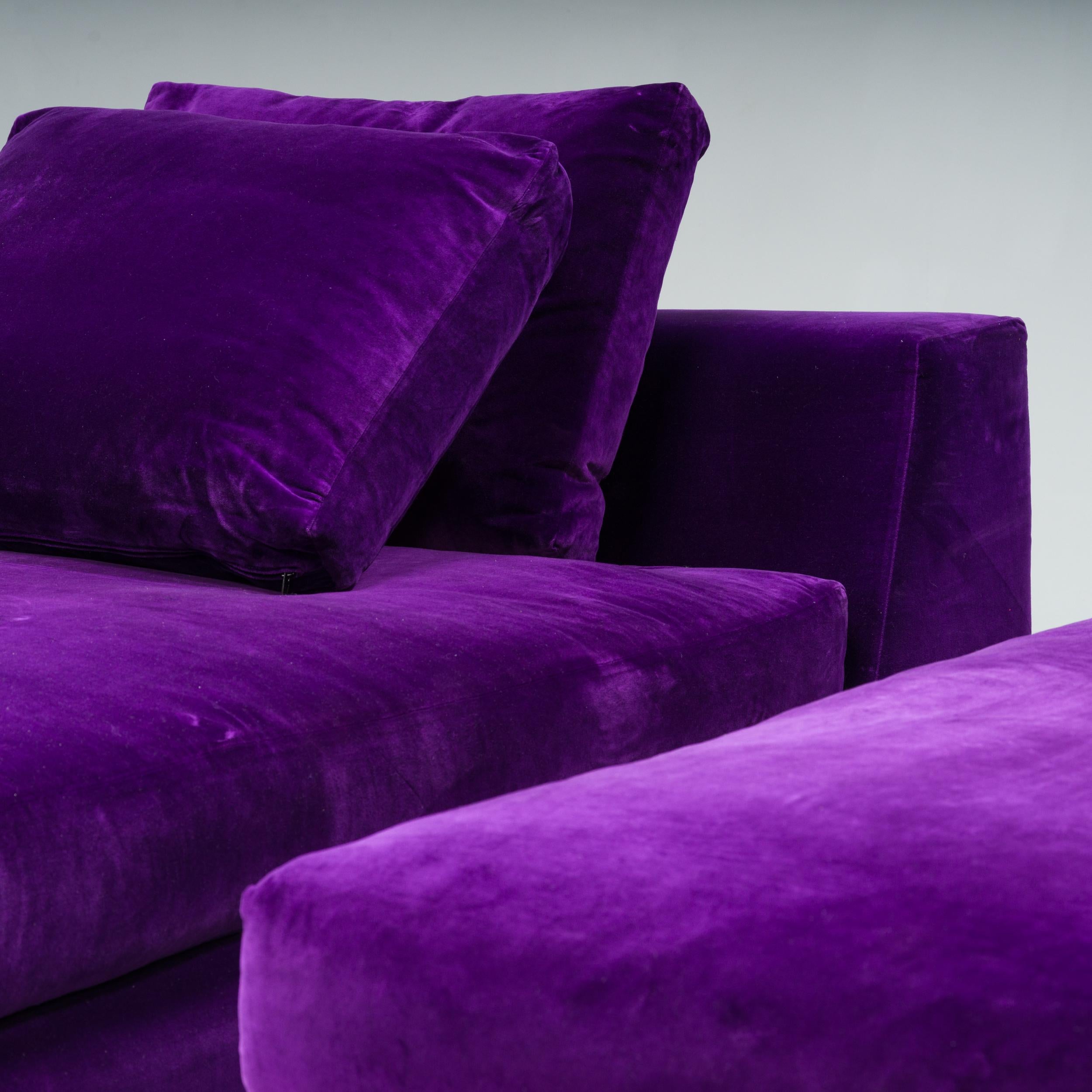 Minotti Purple Velvet Day Beds, Set of 2 3