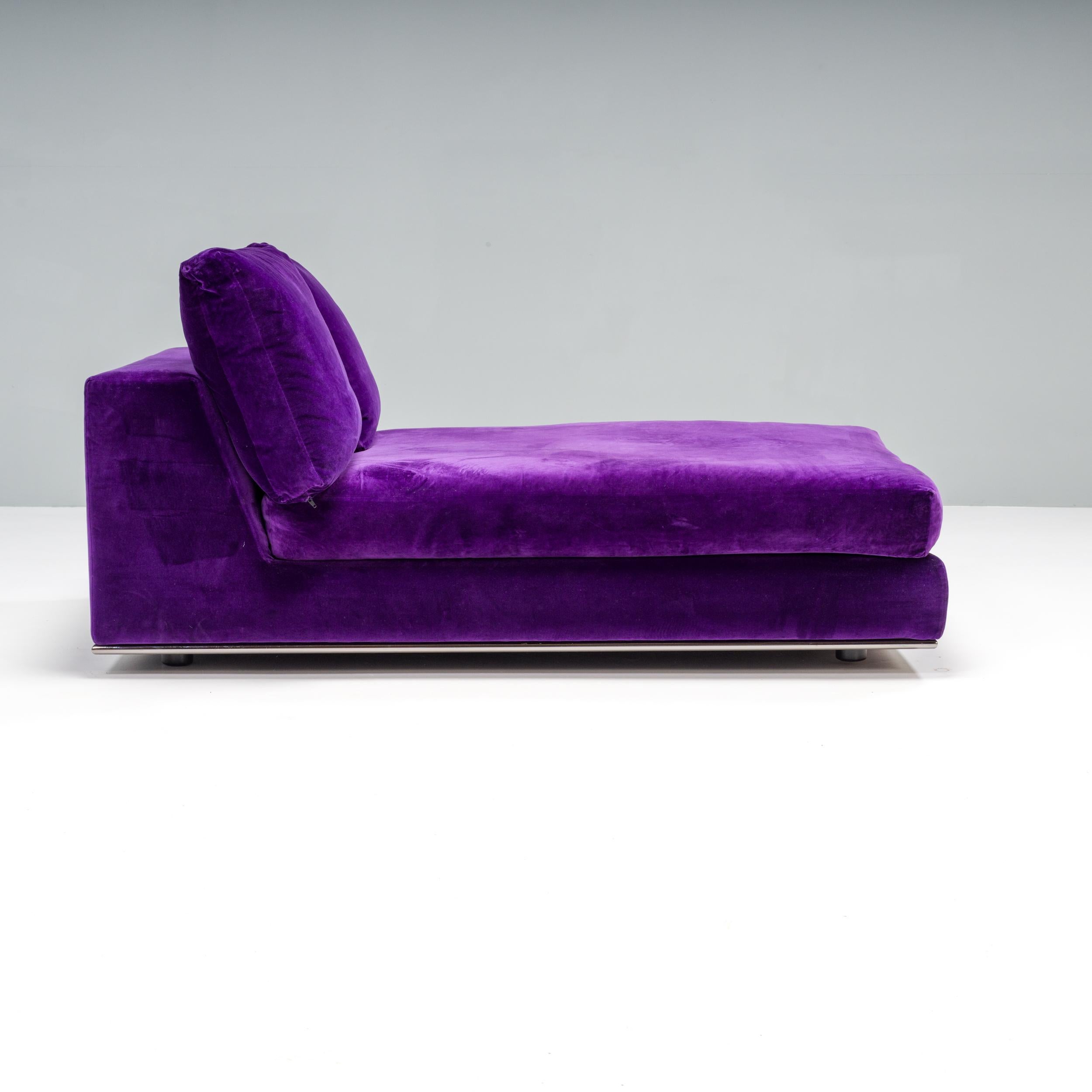 Italian Minotti Purple Velvet Day Beds, Set of 2