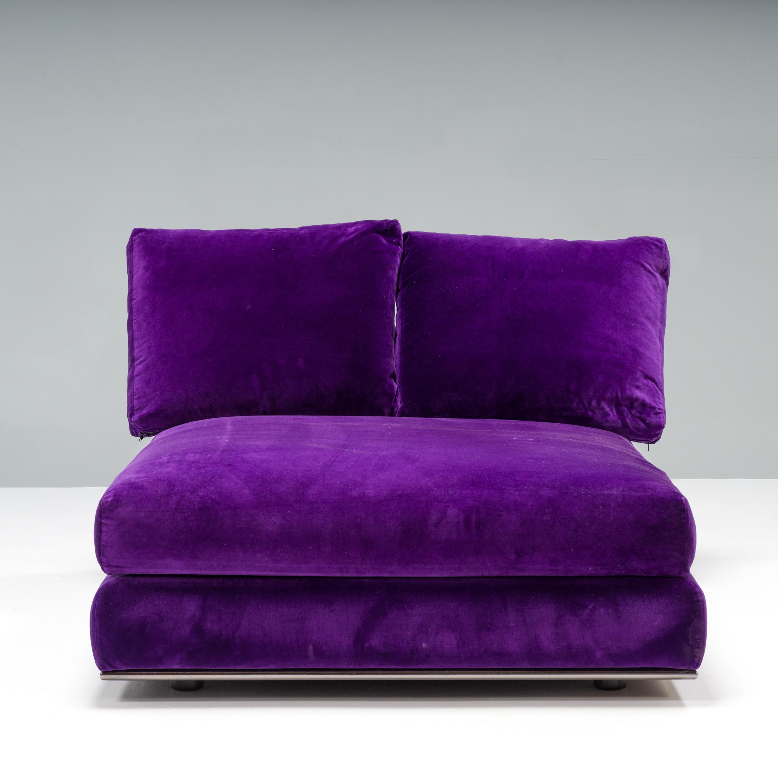 Contemporary Minotti Purple Velvet Day Beds, Set of 2