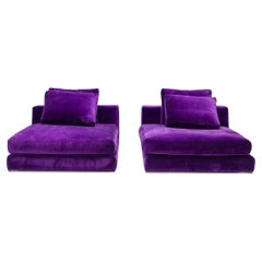 Minotti Purple Velvet Day Beds, Set of 2