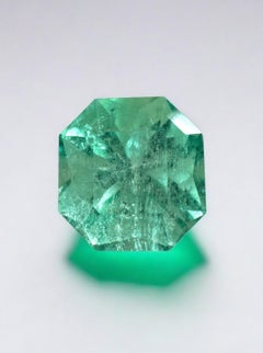 Minty 2.57 Carat Art Deco Asscher Cut Colombian Emerald - May Birthstone Gem