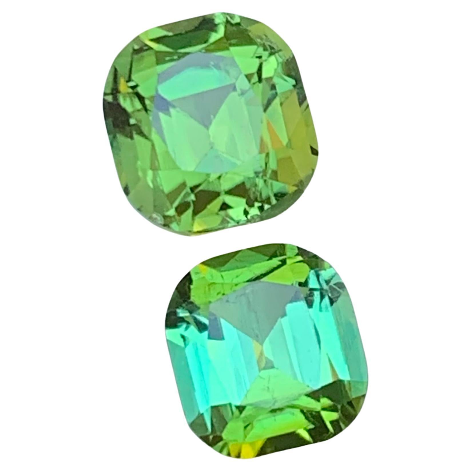 Mint & a Bluish Hue Grüner natürlicher Turmalin Lose Edelsteine 3,45 Karat im Kissenschliff