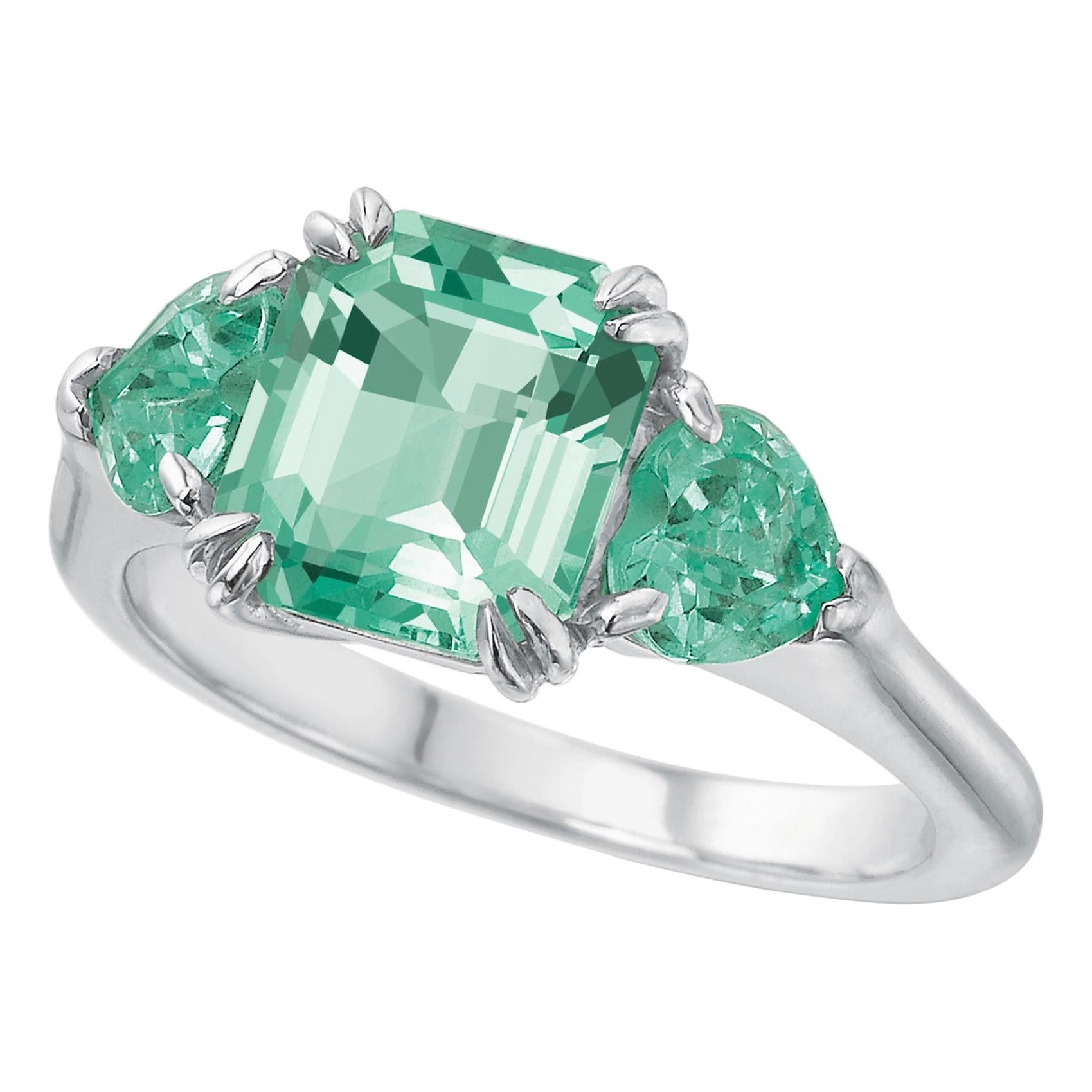 Minty Emerald Three-Stone Ring