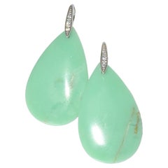 Minty Green Chrysoprase Earrings in Sterling Silver 