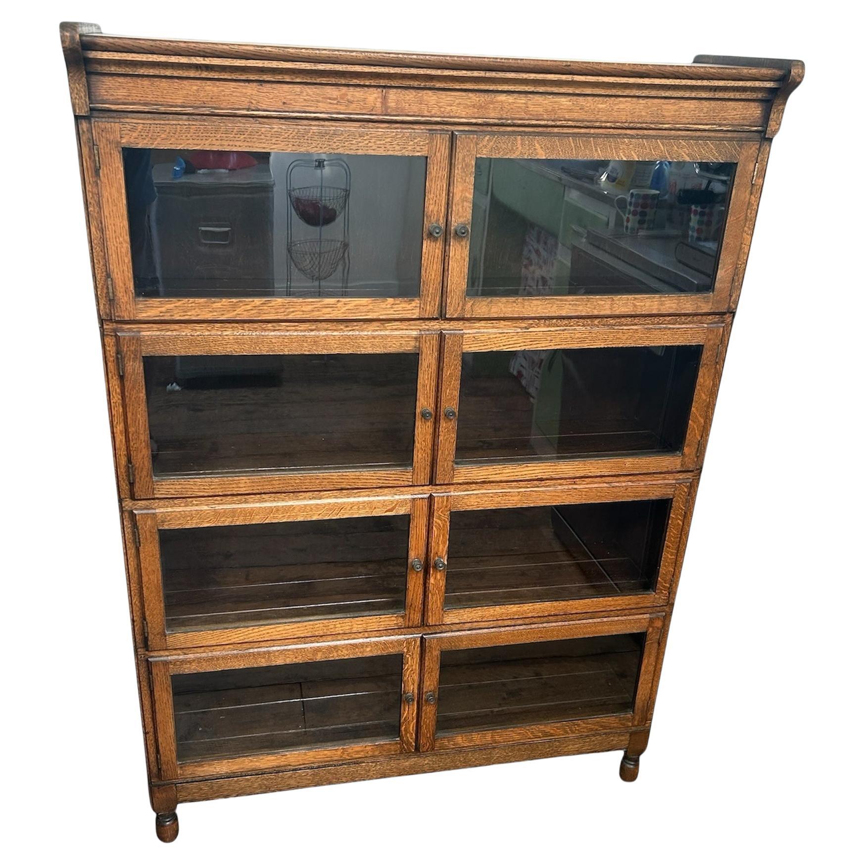 Librería seccional modular de roble acristalado Minty of Oxford circa 1920 en venta