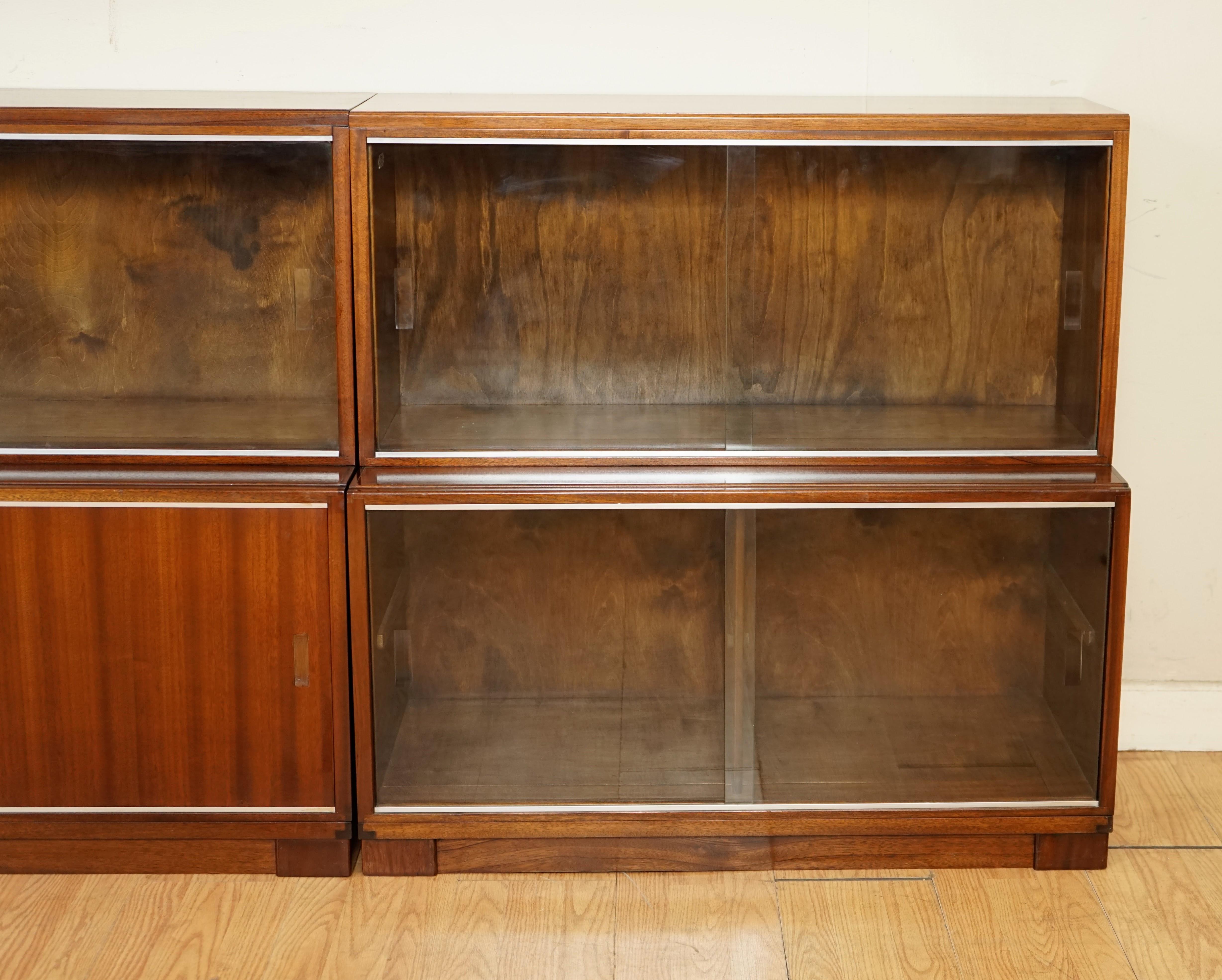 Hardwood Minty of Oxford Vintage Set of Three Modular Stacking Libary Bookcases