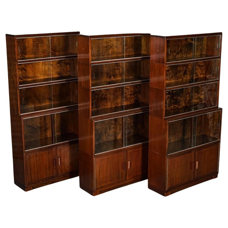 British Minty Oxford Vintage Set of 3 Tall Modular Stacking Library Bookcases For Sale