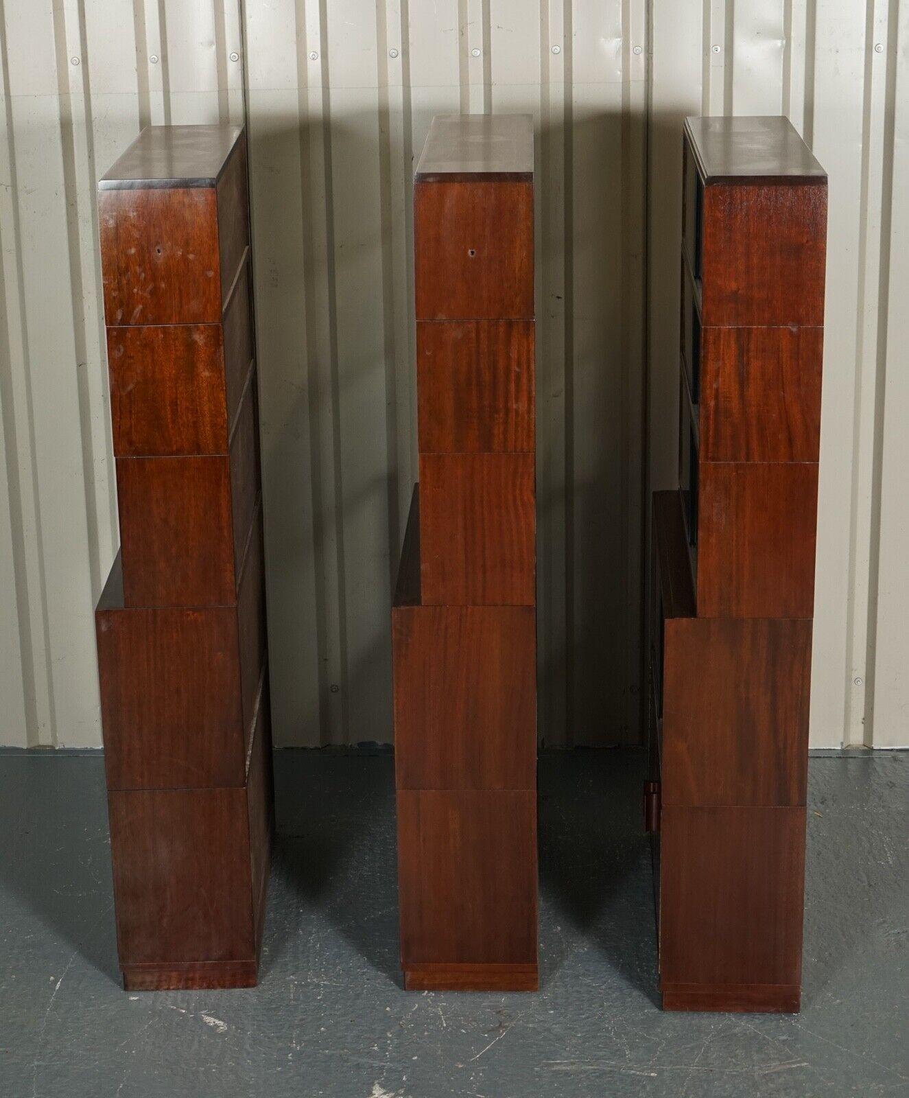 Minty Oxford Vintage Set of 3 Tall Modular Stacking Library Bookcases In Good Condition In West Sussex, Pulborough