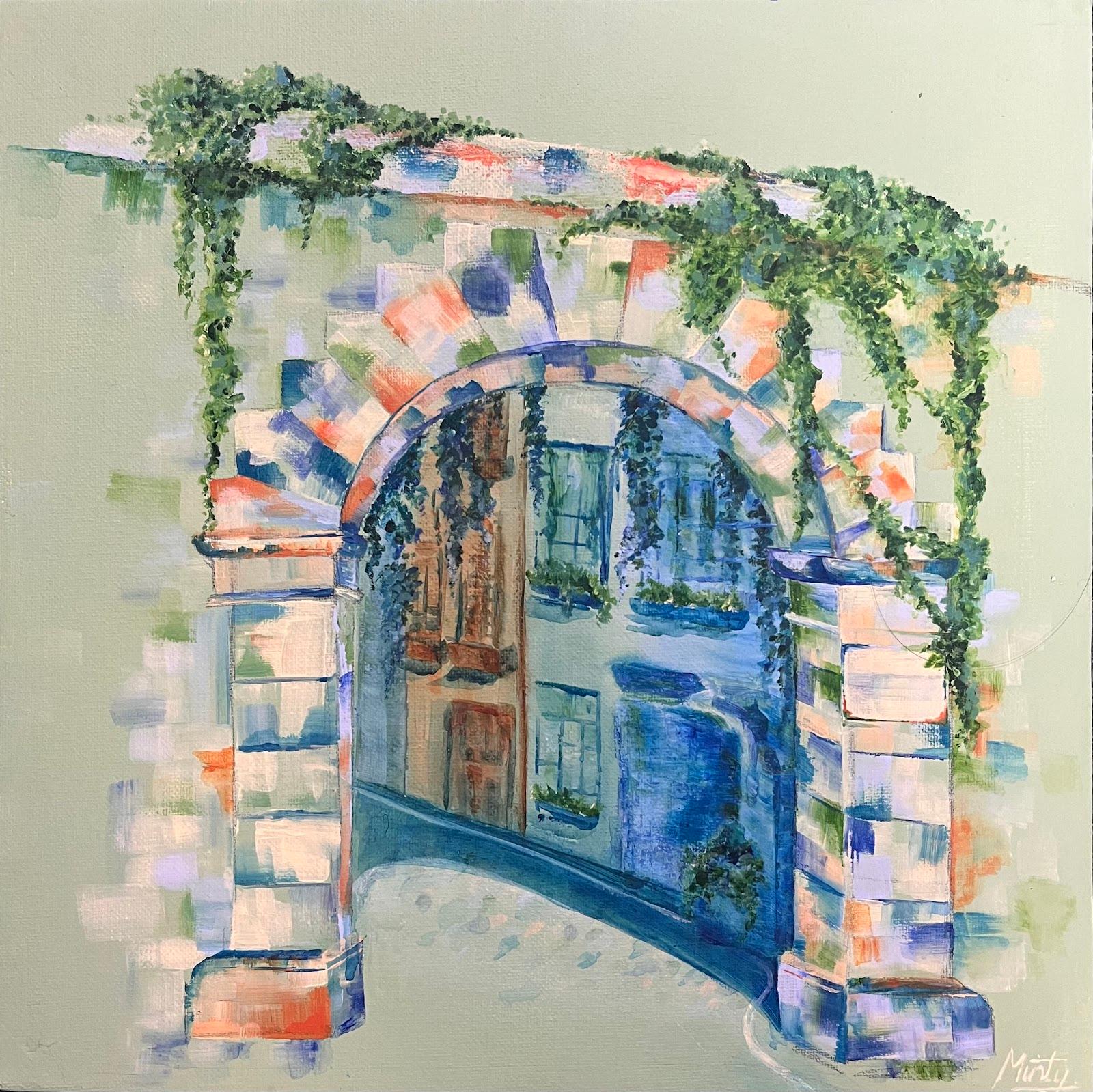 Archway In South Kensington London Acrylique Peinture britannique contemporaine - Impressionnisme Painting par Minty Ramsey