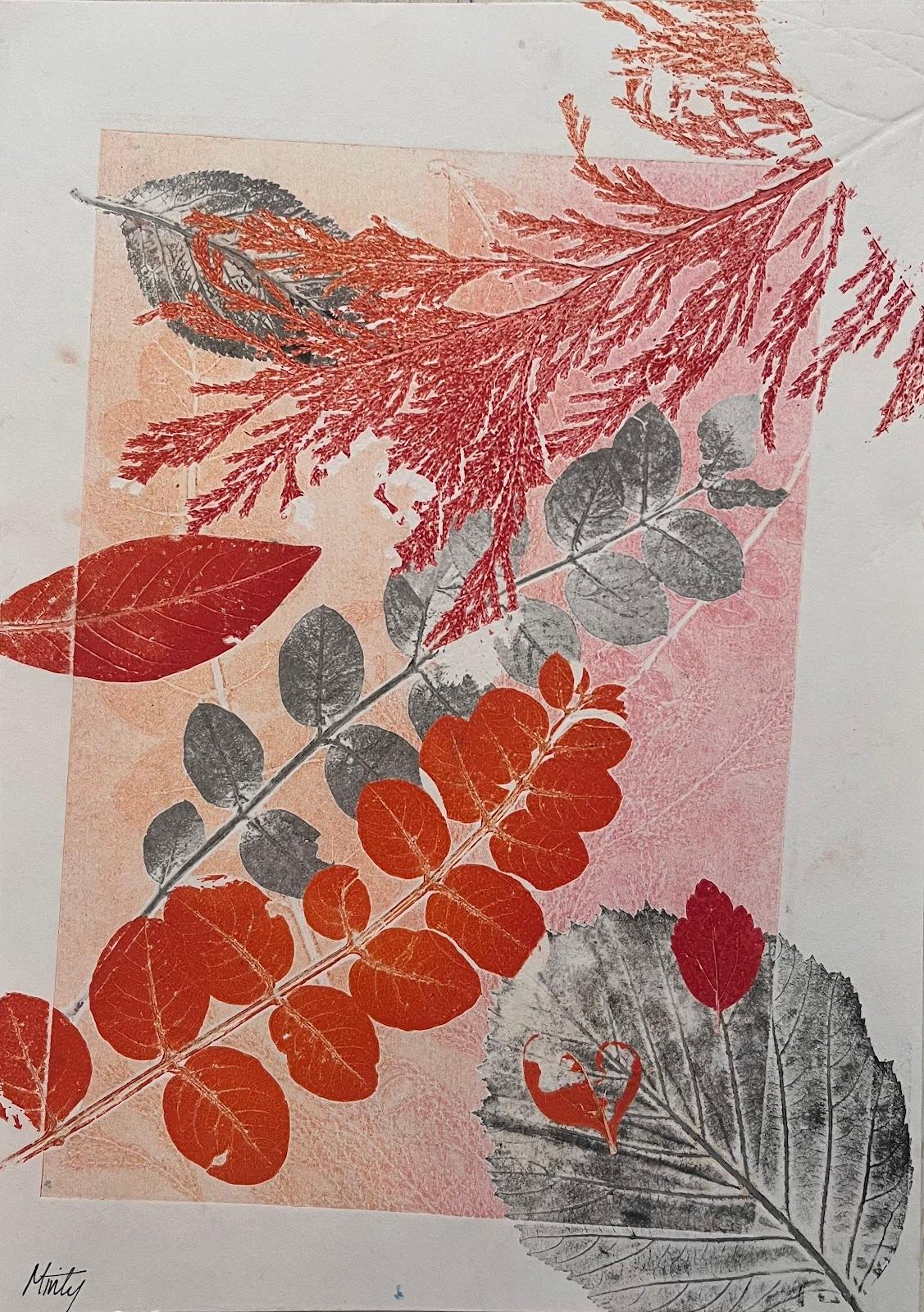 Couleurs d'automne Peinture acrylique contemporaine Feuilles d'automne britanniques - Impressionnisme Painting par Minty Ramsey