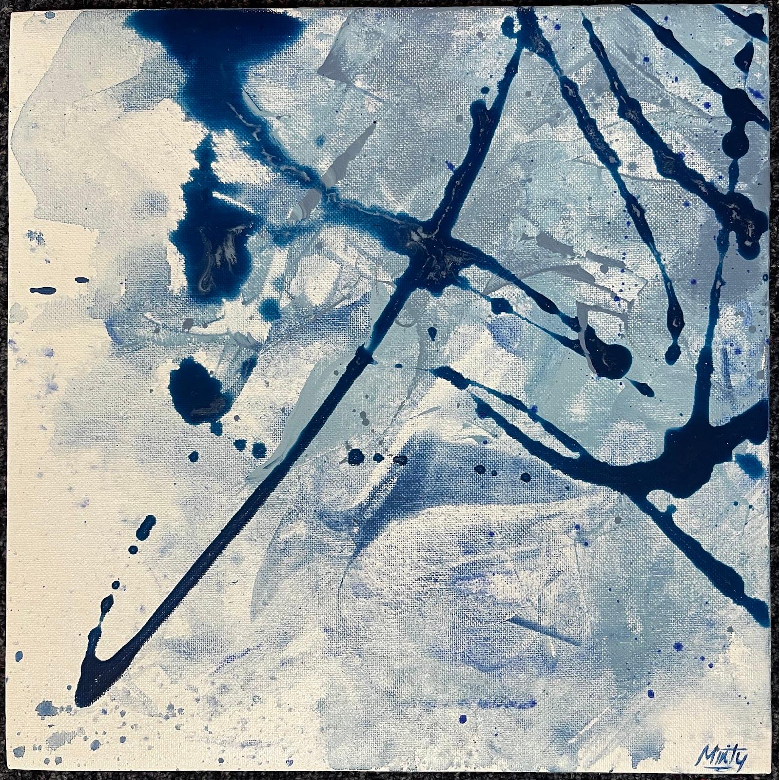 Esplosione di blu Pittura acrilica astratta inglese - Painting di Minty Ramsey